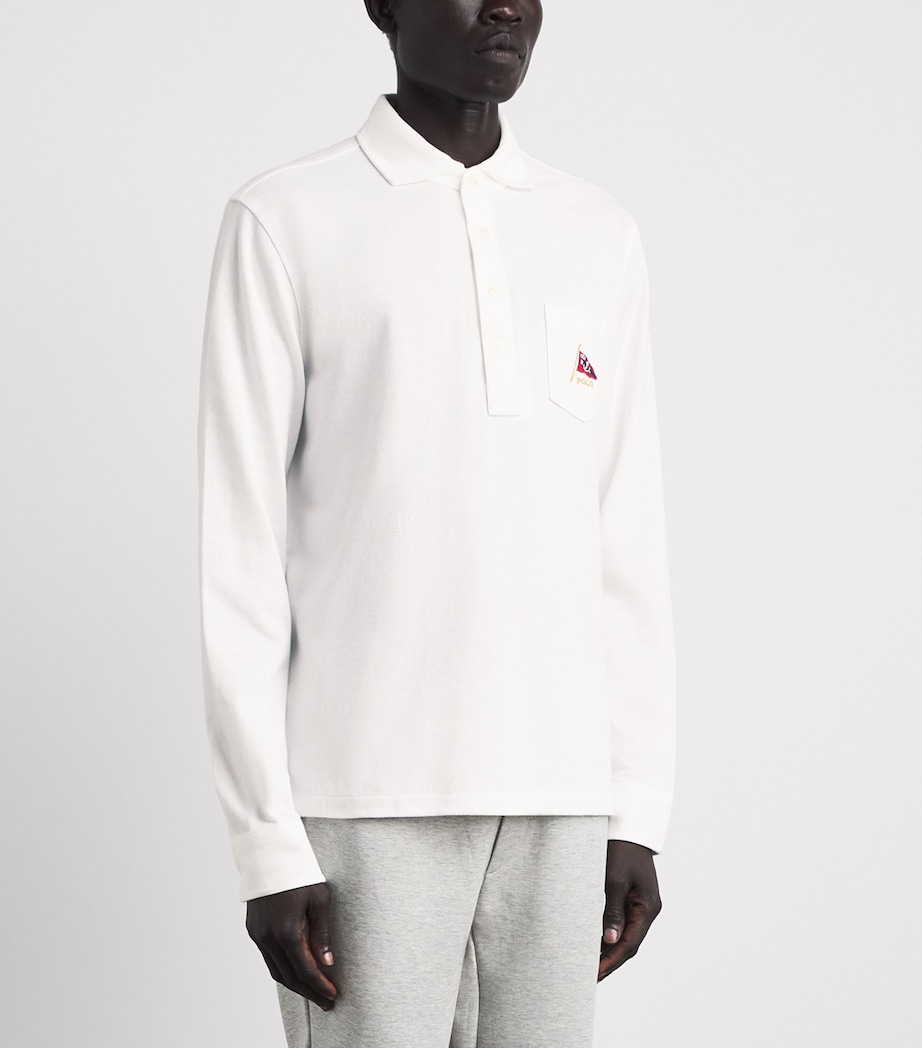 Polo Ralph Lauren Mens Cotton Mesh Long-Sleeve Polo Shirt White Image 4