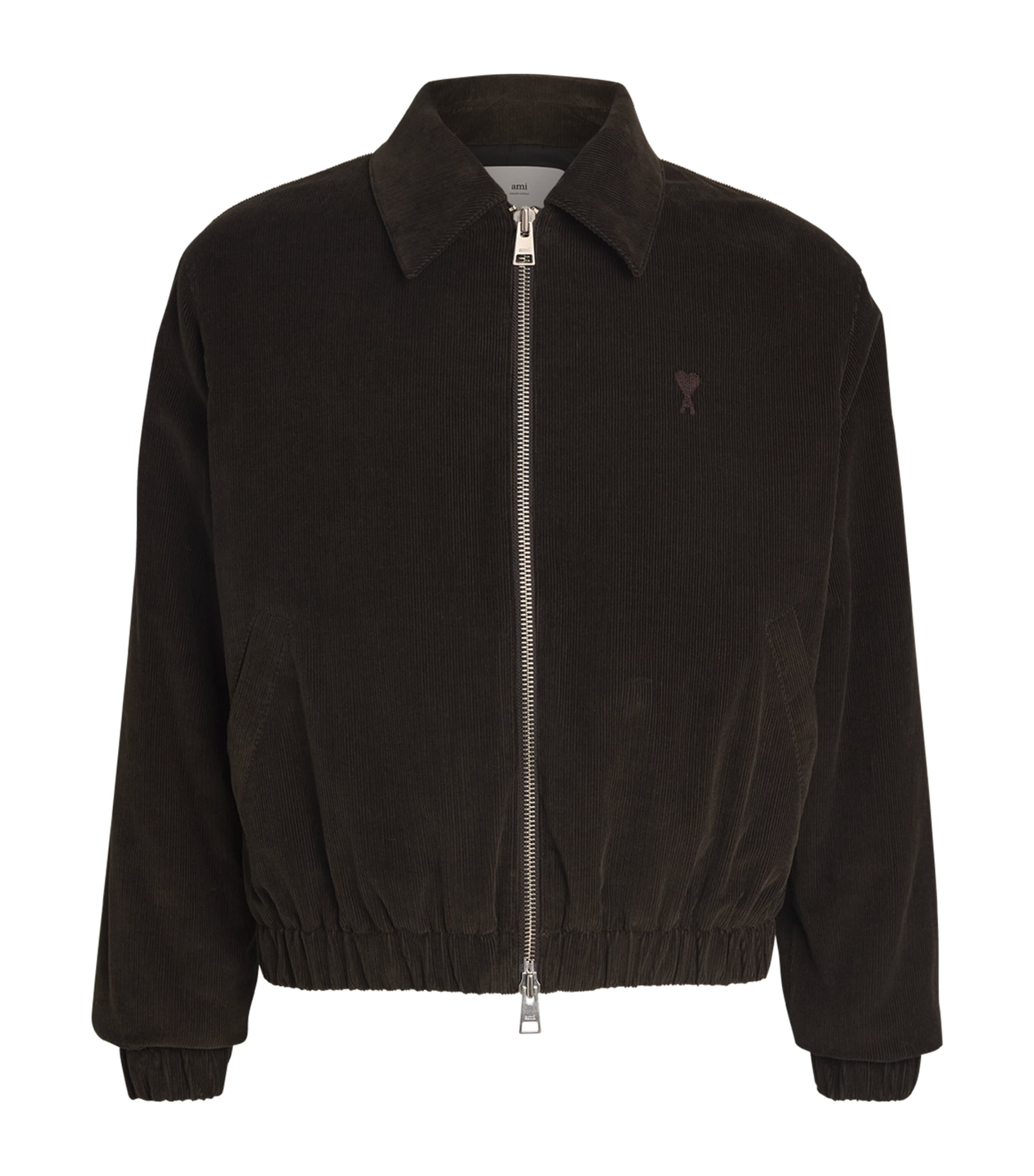 Ami Alexandre Mattiussi Corduroy Bomber Jacket In Black