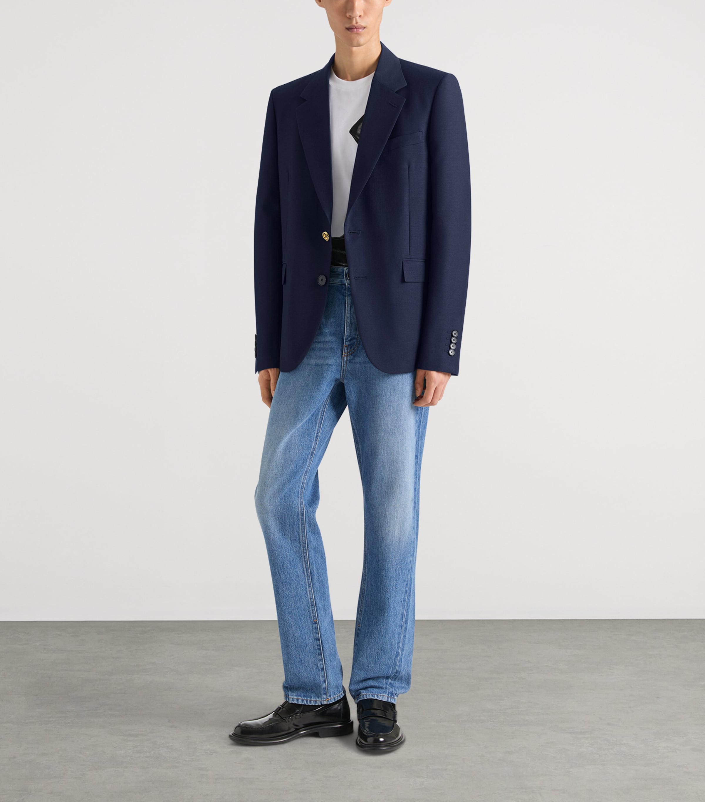 Wool-Mohair Single-Breasted Blazer NAVY Image 2