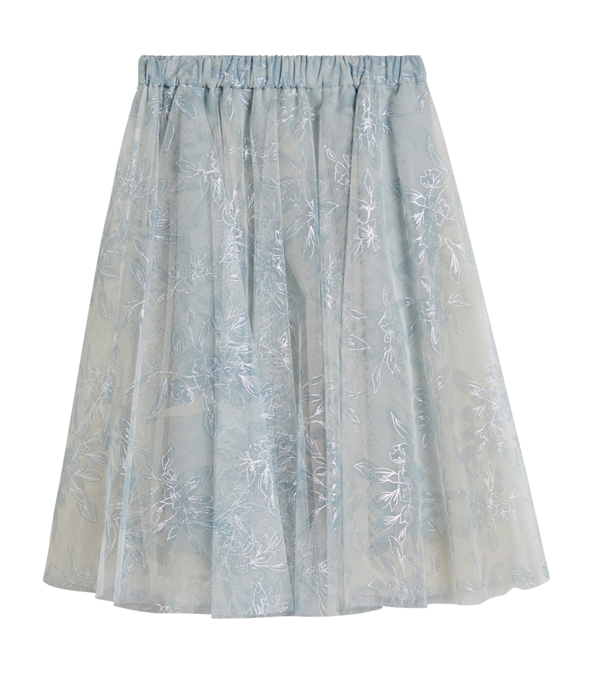 Shop Brunello Cucinelli Tulle Floral Print Skirt In White