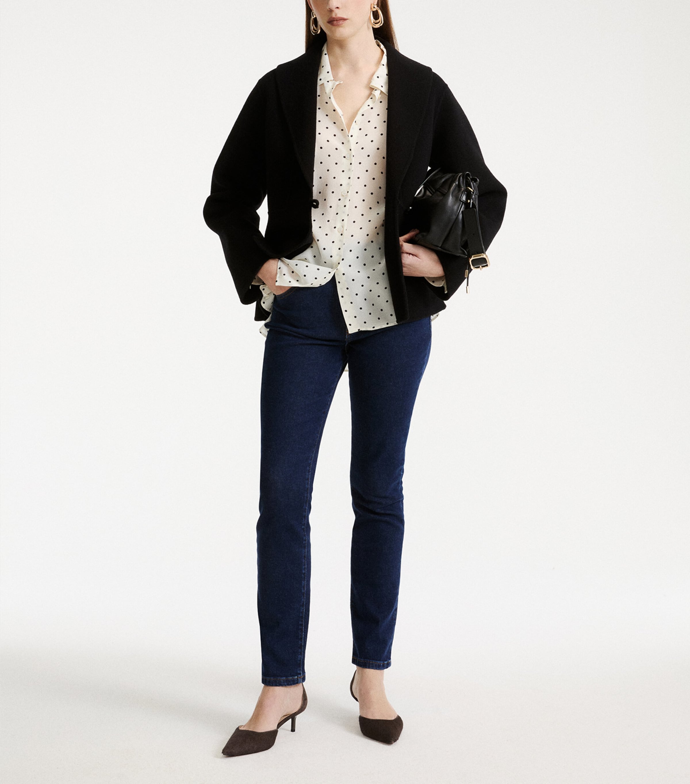 Marella Womens Virgin Wool-Blend Coat Black Image 2