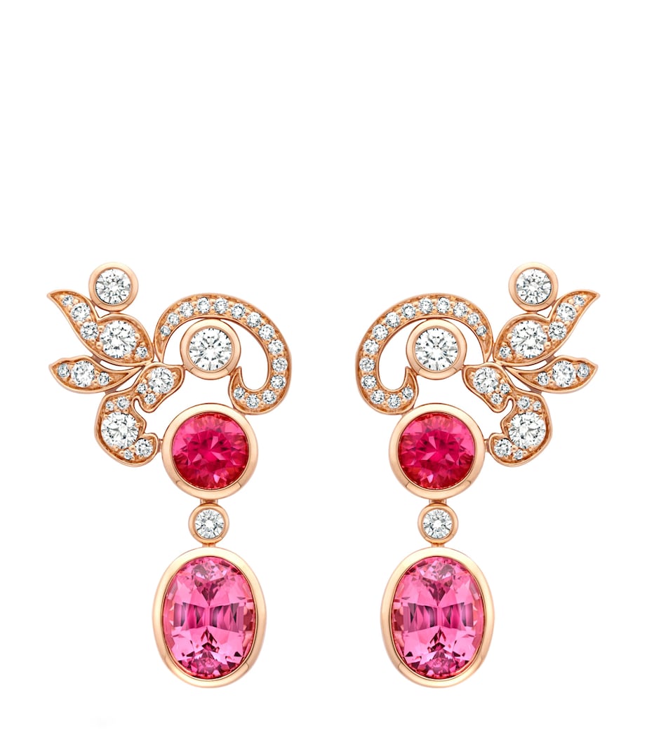 Boodles Rose Gold, Diamond, Garnet and Tourmaline The Palace Collection Royal Damask Earrings Pink Image 1