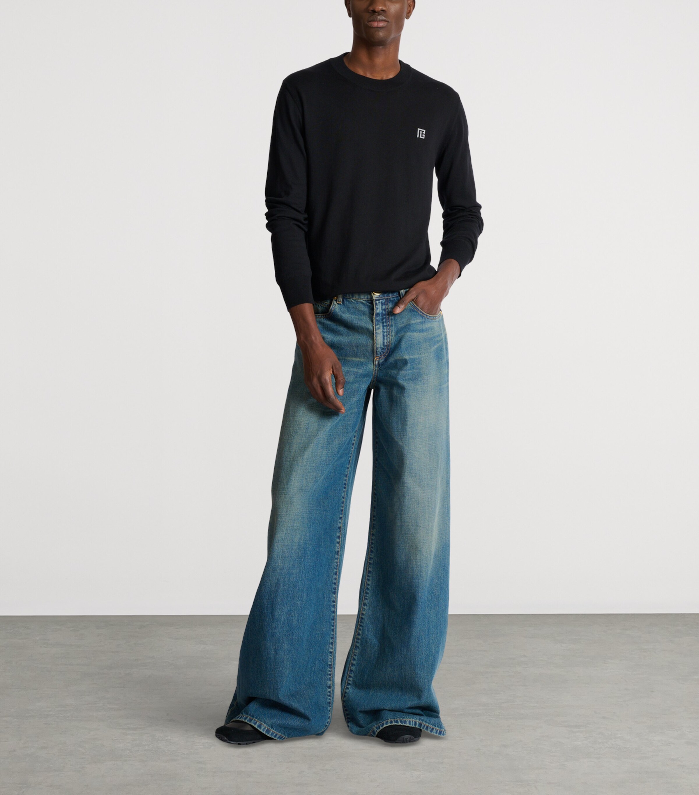 Silk-Blend Logo Sweater EQU NOIR/GRIS CHIN+ Image 3