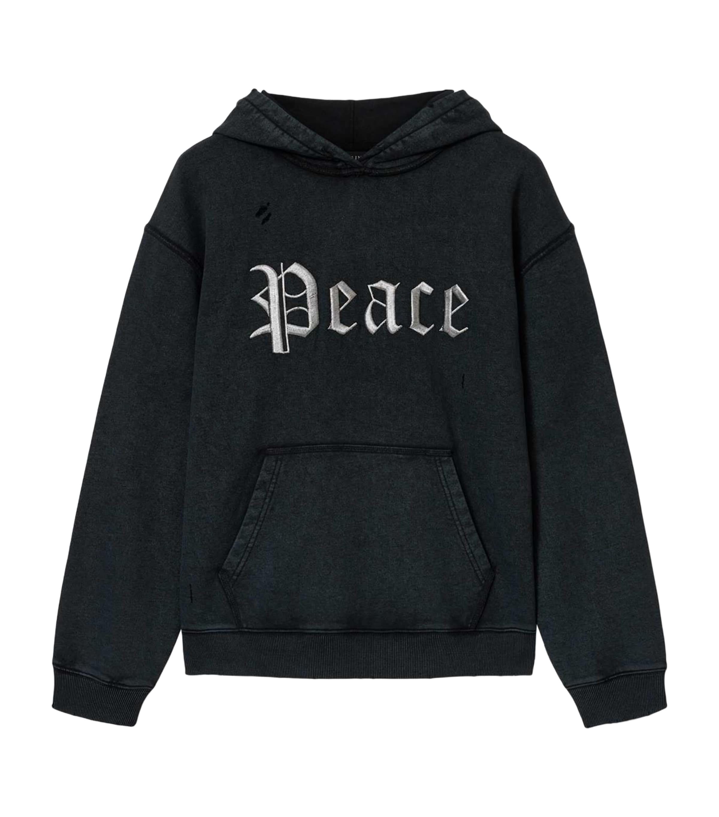AllSaints Mens Organic Cotton Utopia Hoodie Washed Black Image 1