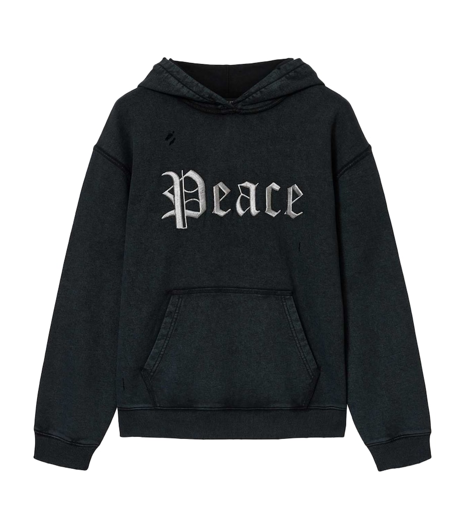 AllSaints Mens Organic Cotton Utopia Hoodie Washed Black Image 1