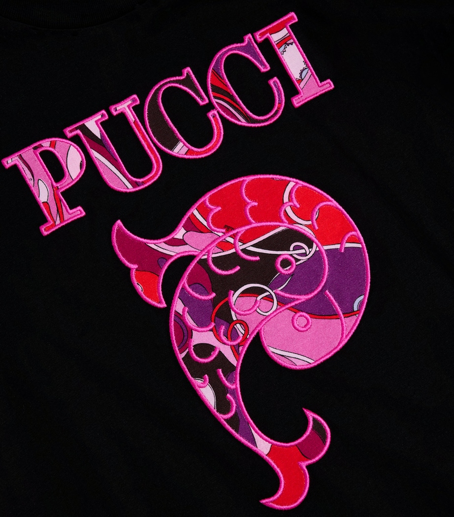 Cotton Pucci Fish T-Shirt Dress (4-14 Years) 930BLACK Image 2