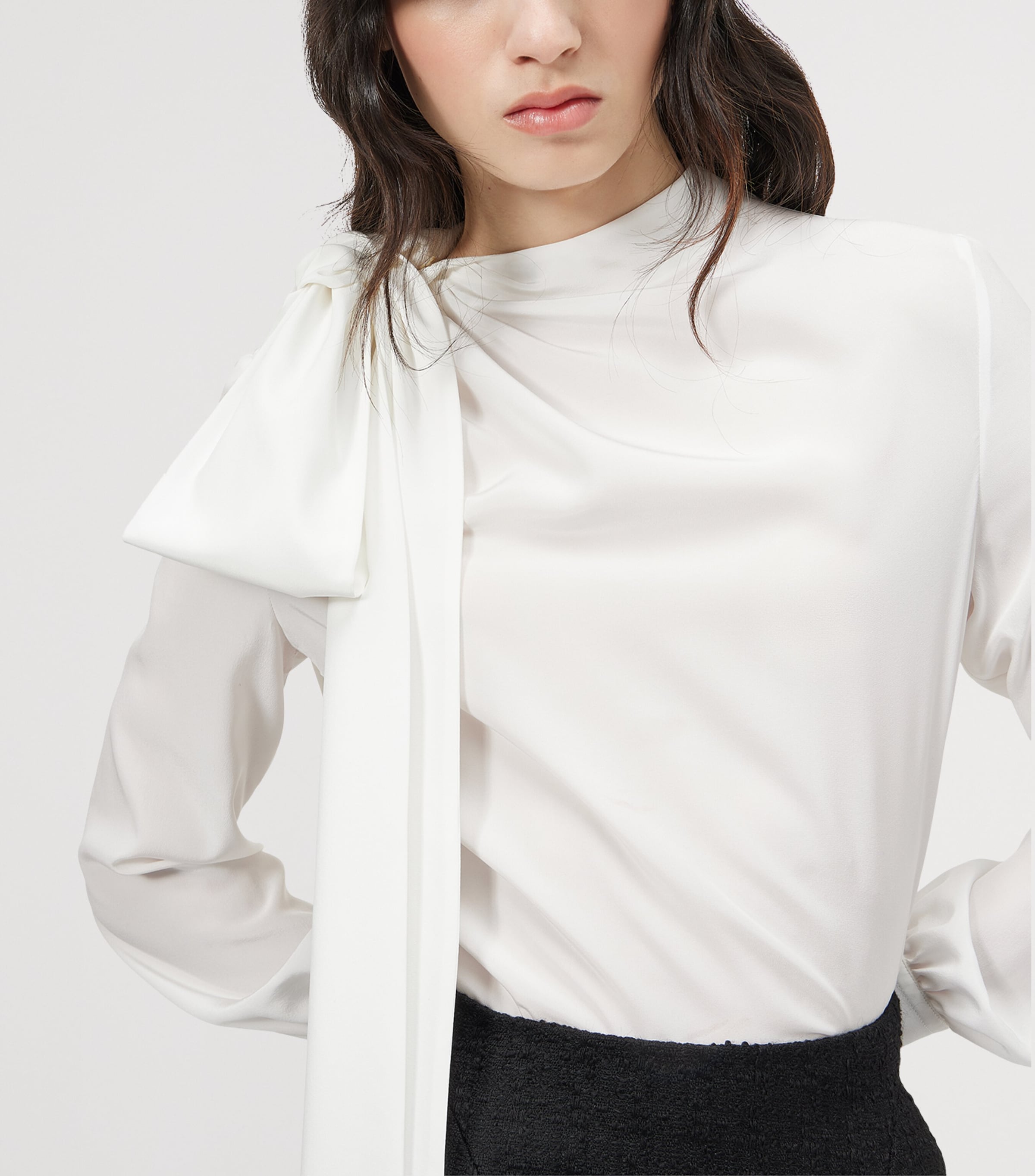 McQueen Womens Silk Bow-Shoulder Blouse Image 5