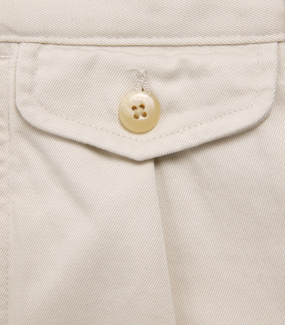 Polo Ralph Lauren Mens Cotton Pleated Whitman Chinos New Stone Image 6