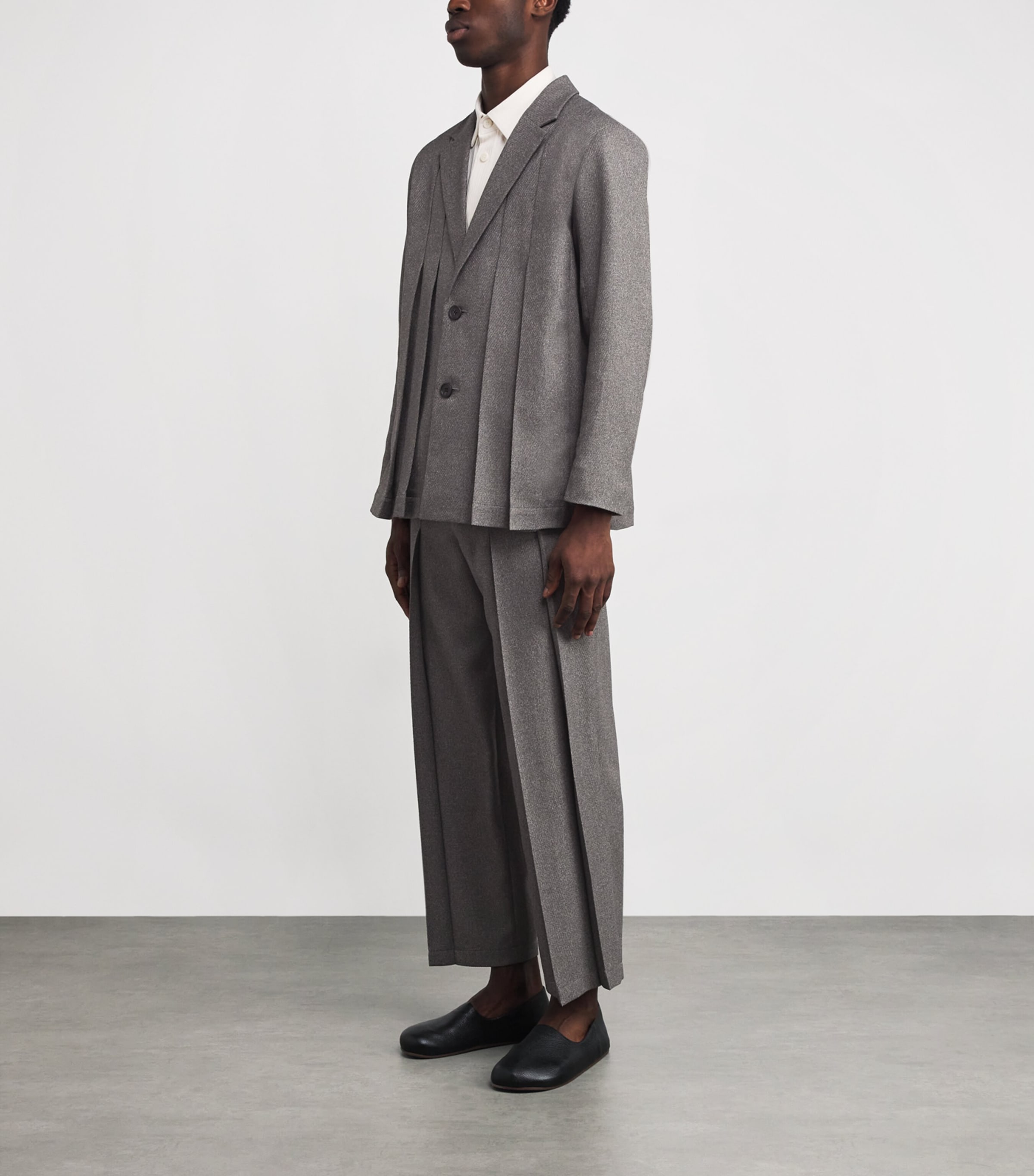 Tweed Pleated Trousers 12-GRAY Image 2