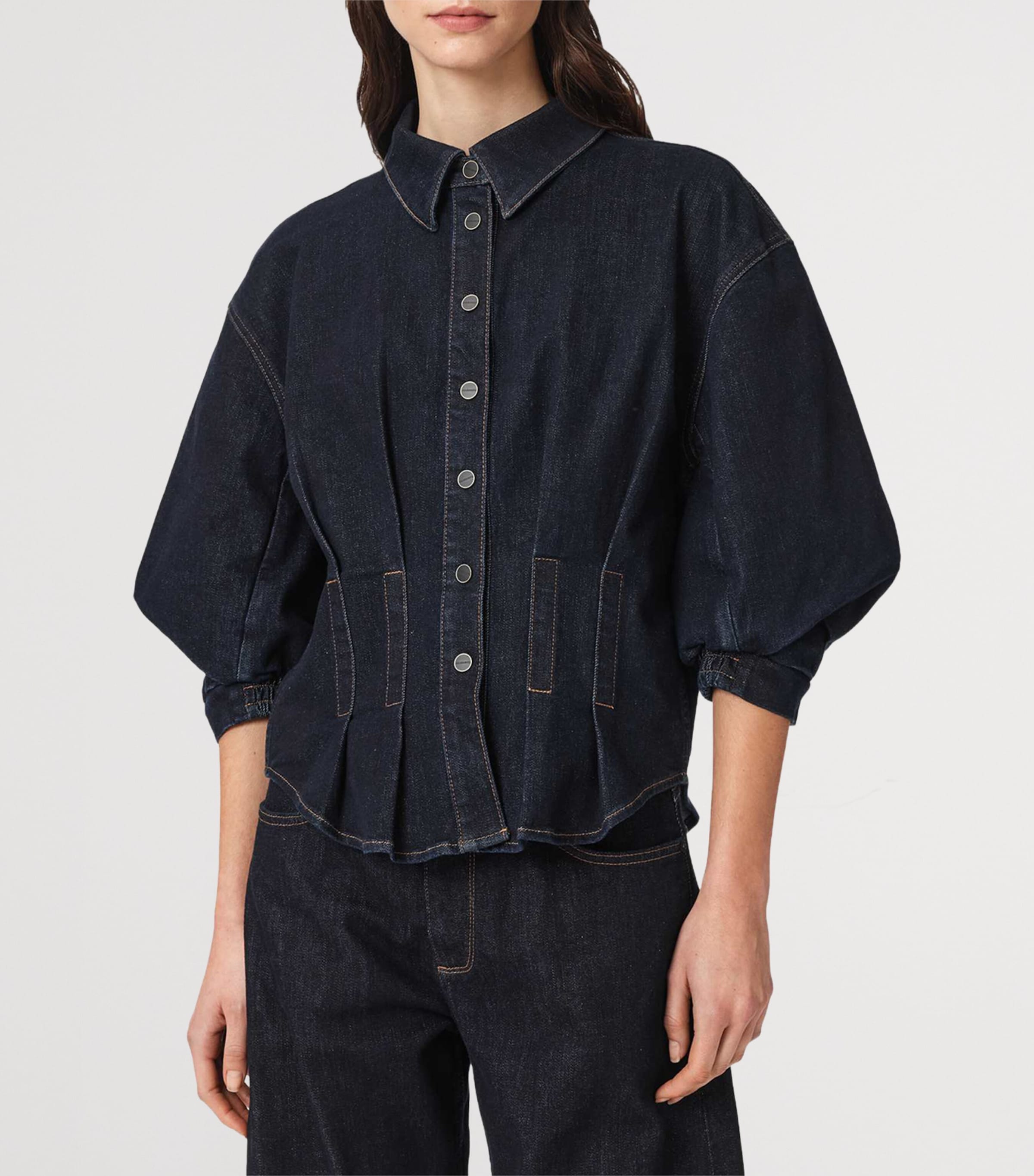 AllSaints Denim Puff-Sleeve Nancy Shirt — photo 3