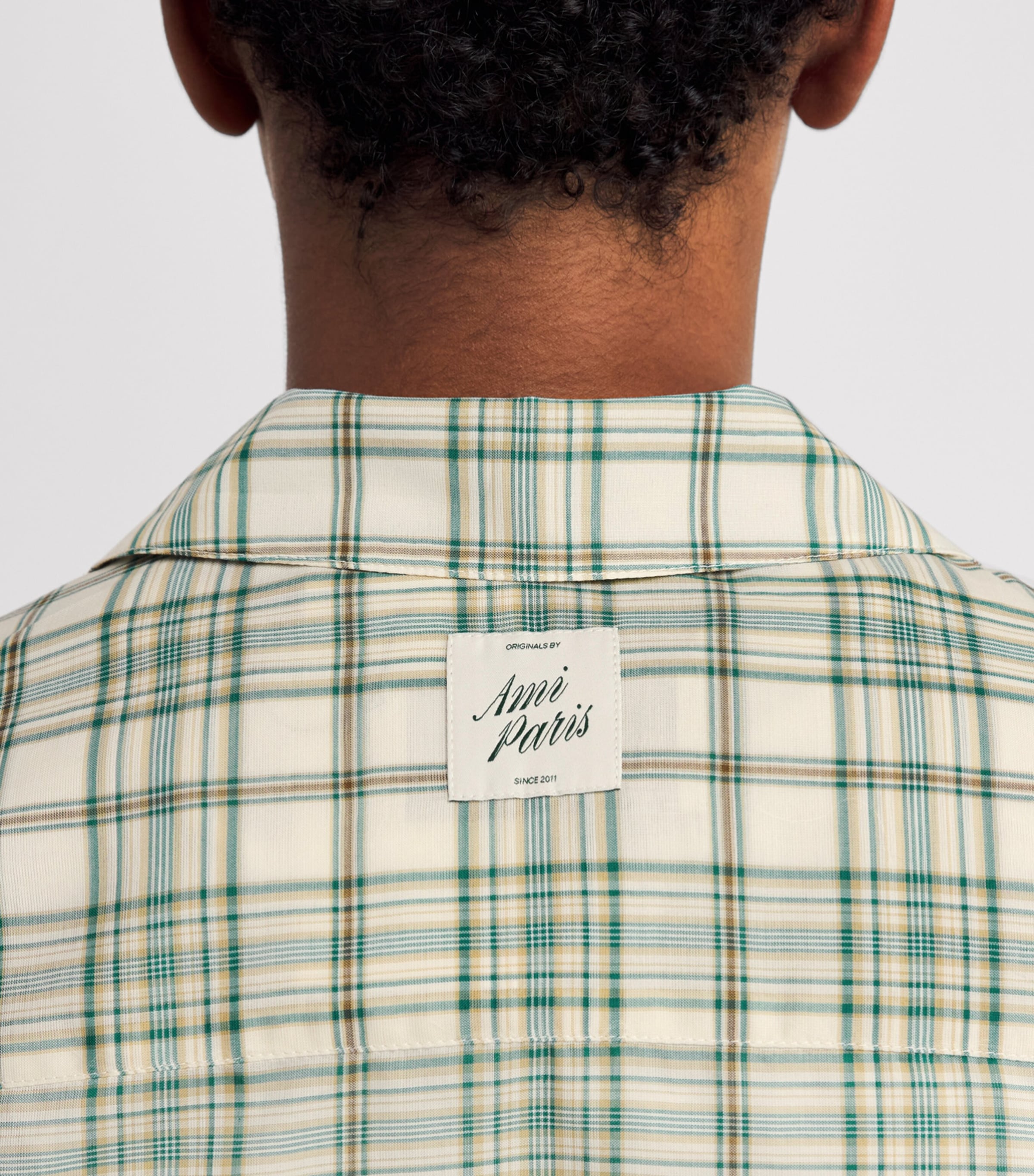 AMI Paris Mens Check Boxy Shirt Vrt Spnblnc Crm Image 3