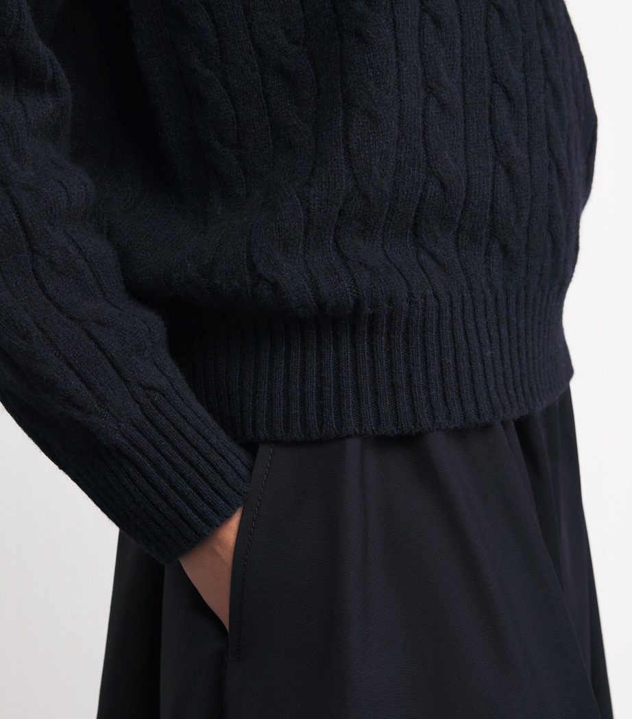 Johnstons Of Elgin Womens Cashmere Cable-Knit Kylesku Sweater Ink Image 3