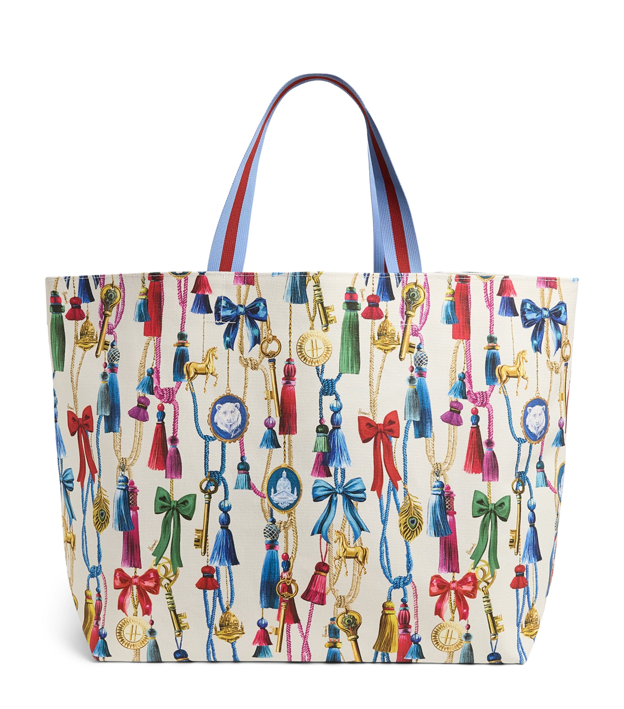 Harrods Large Tassel Tote Bag Ivory Image 1