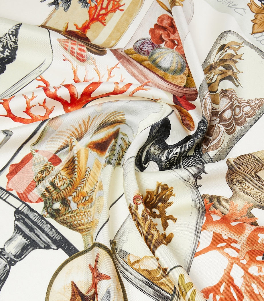 Silk Printed Square Scarf BEIGE Image 3