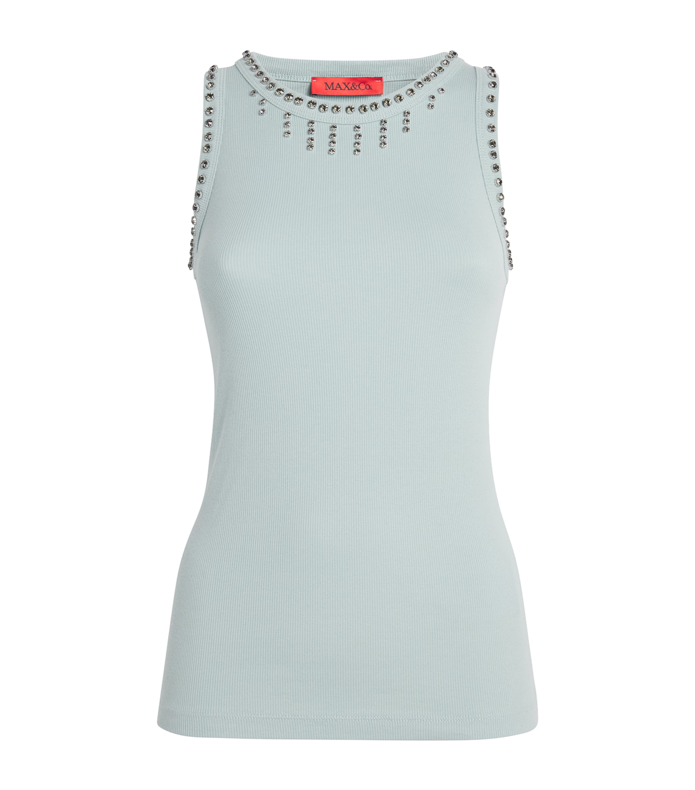 Max & Co Cotton Crystal Tank Top In Green
