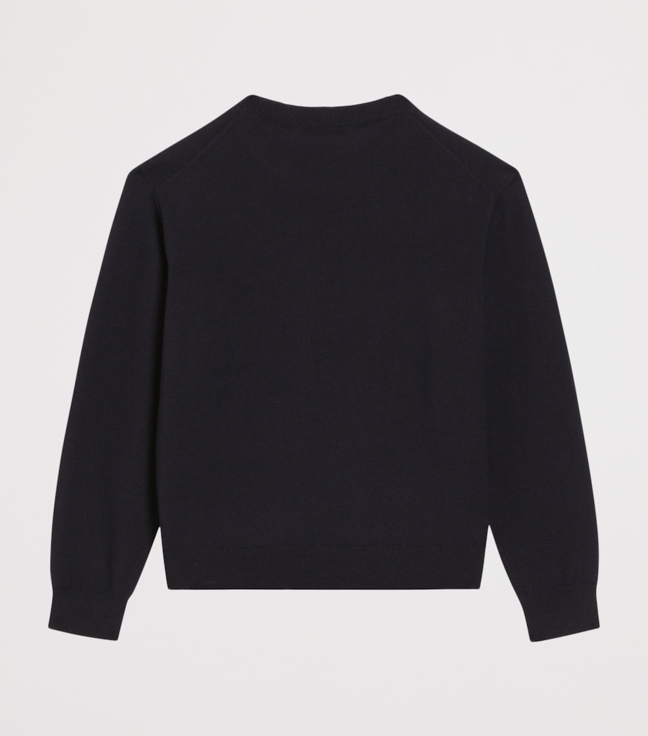 Dolce&Gabbana Kids Virgin Wool Embroidered Crest Sweater (8-12+ Years) Very Dark Blue Image 2
