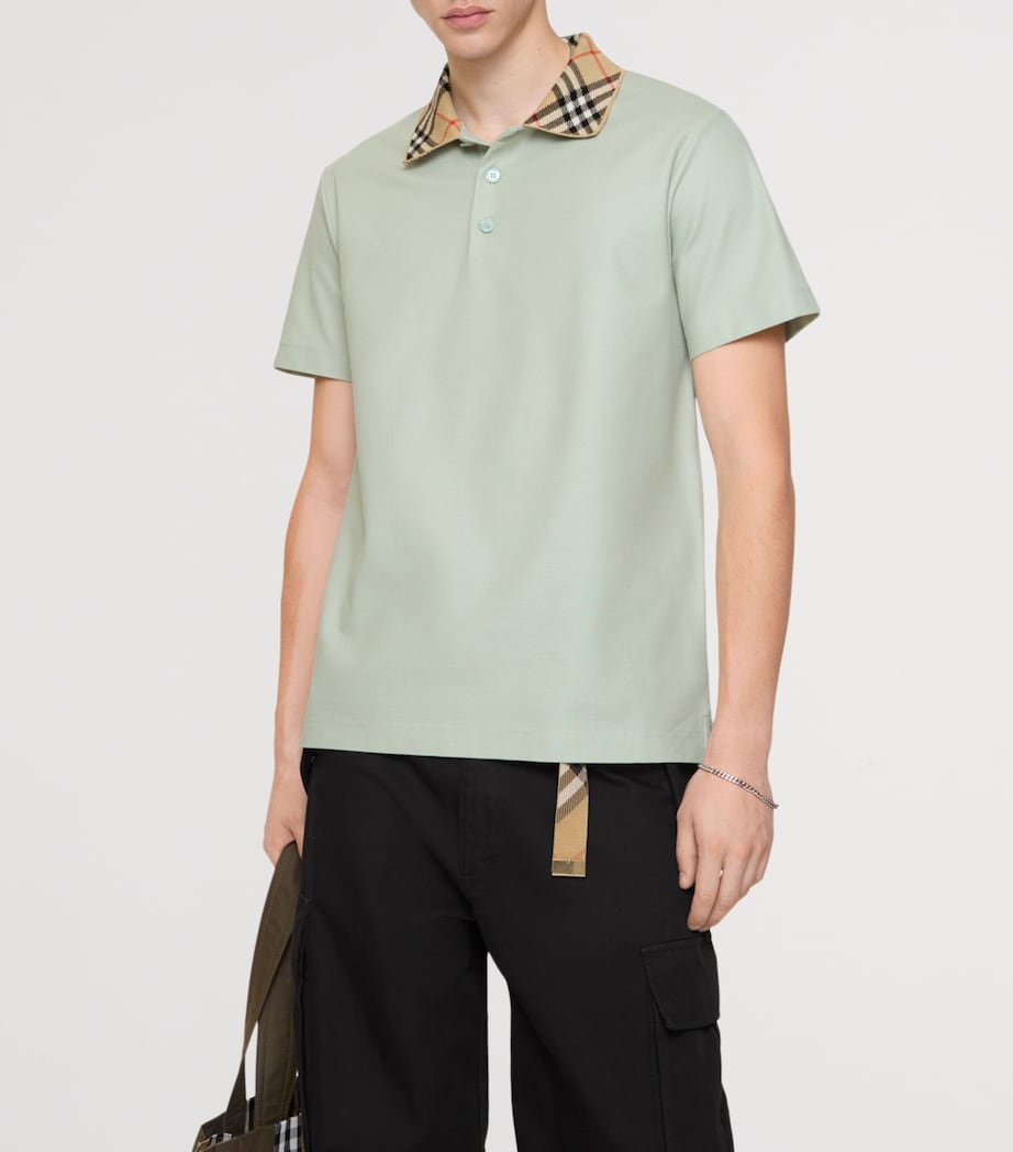 Check-Collar Slim Polo Shirt SEAFOAM GREEN Image 2