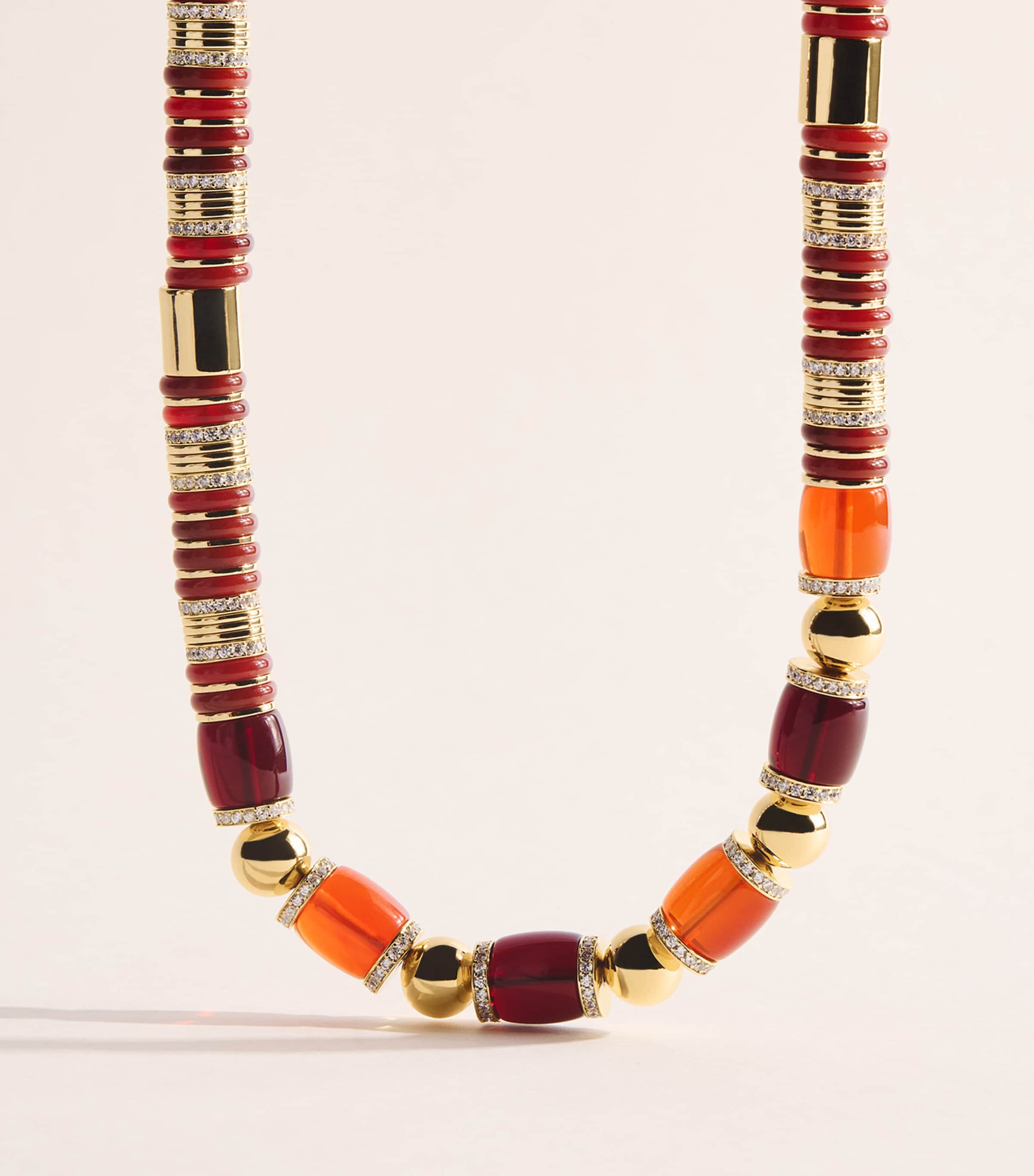 Eddie Borgo Gold-Plated Amber, Carnelian and Pavé Crystal Patch Necklace Gold Image 1