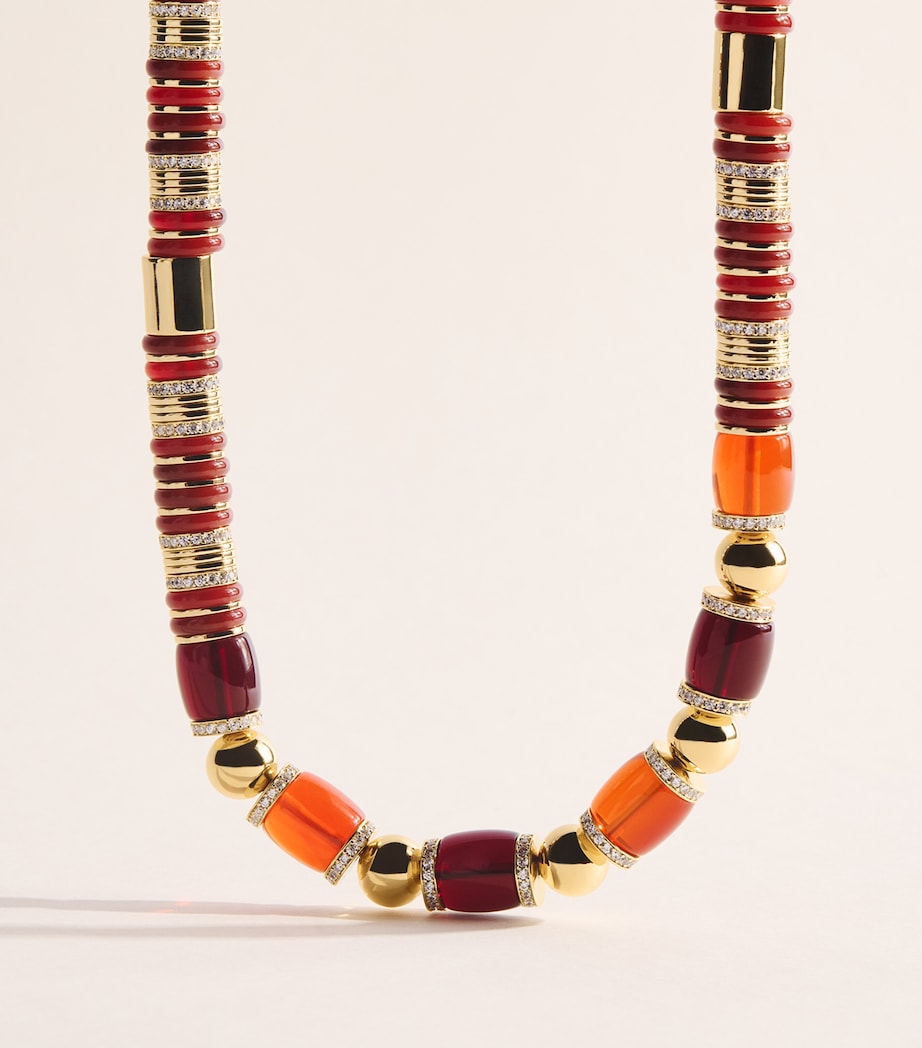 Eddie Borgo Gold-Plated Amber, Carnelian and Pavé Crystal Patch Necklace Gold Image 1