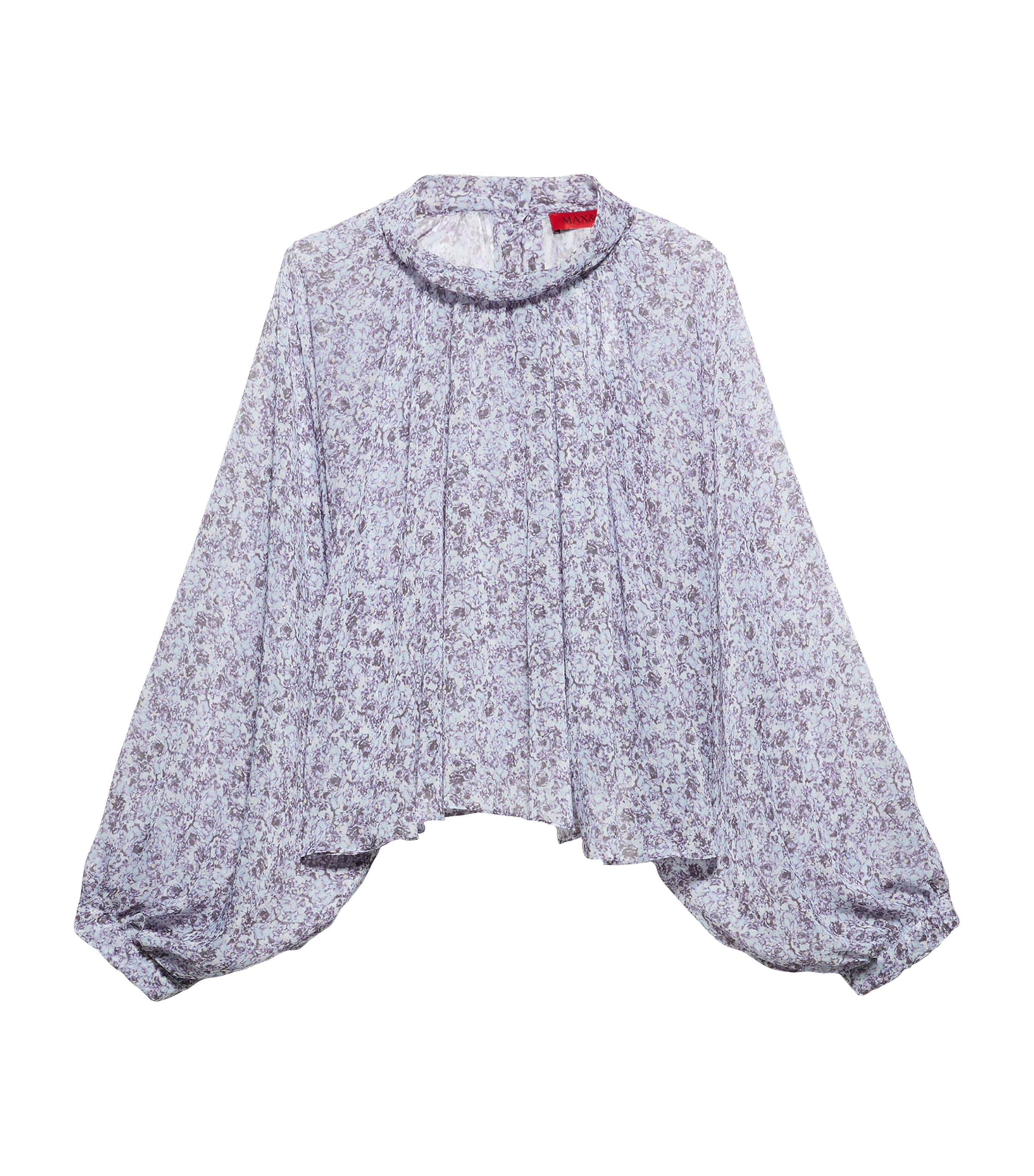 MAX&Co. Womens Crepe Printed Blouse Aubergine Image 1
