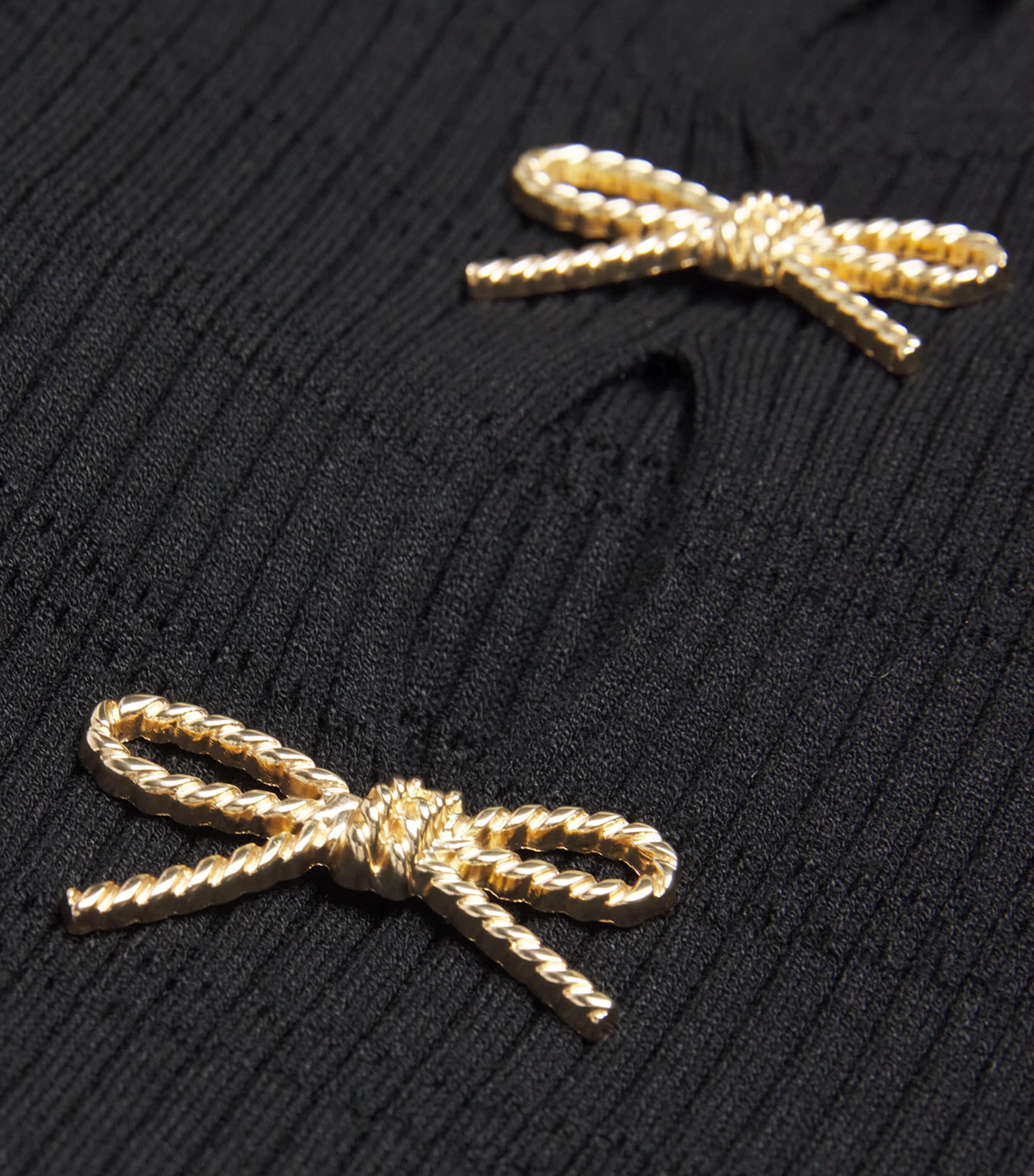 Knit Bow-Detail Mini Dress BLACK Image 5