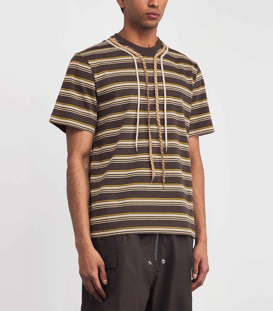 Craig Green Mens Cotton Stripe Trek-Lace T-Shirt Charcoal Stripe Image 3