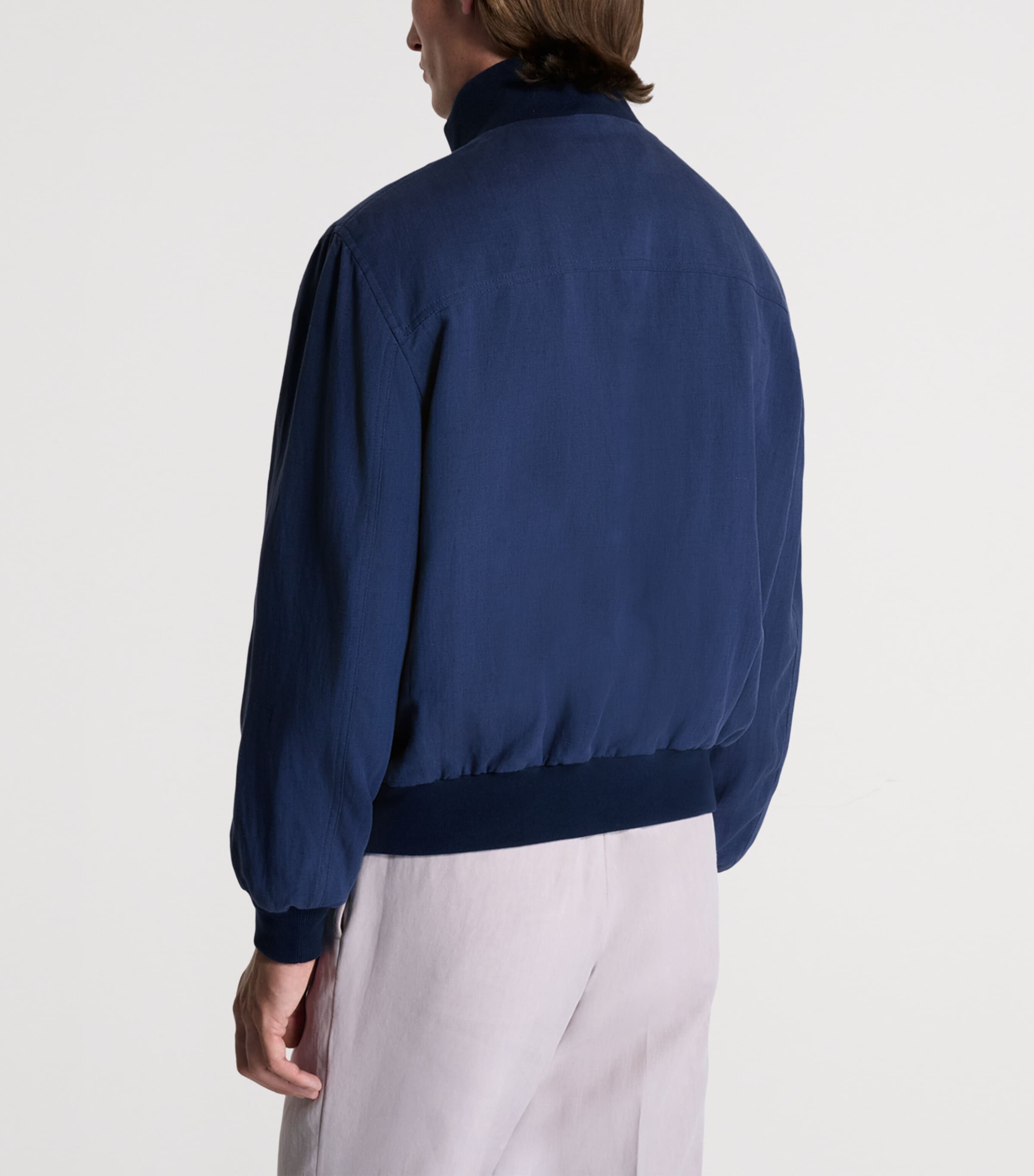 Dunhill Mens Cotton-Blend Bomber Jacket Purple Image 3