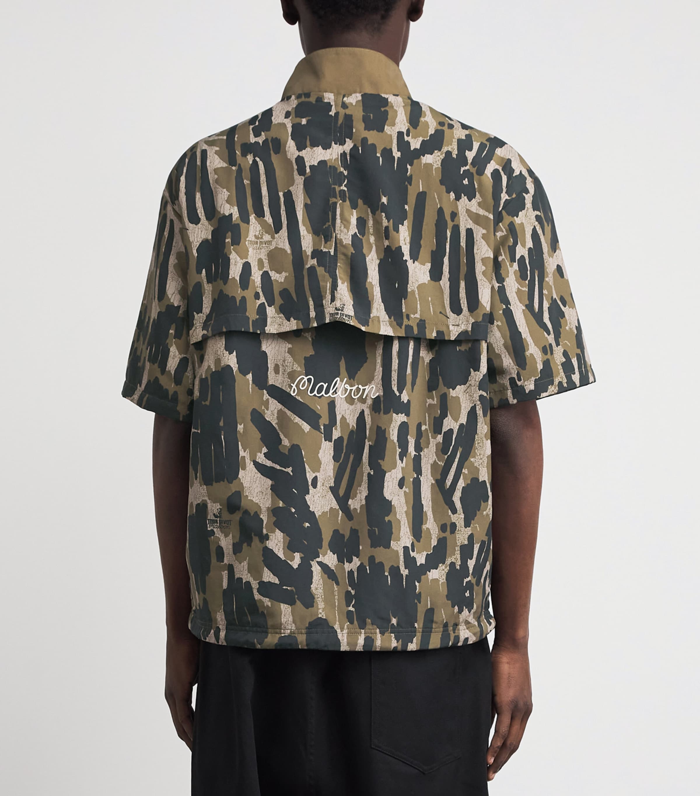 Malbon Mens Tour Divot Zip-Up Shirt Bark Camo Image 5