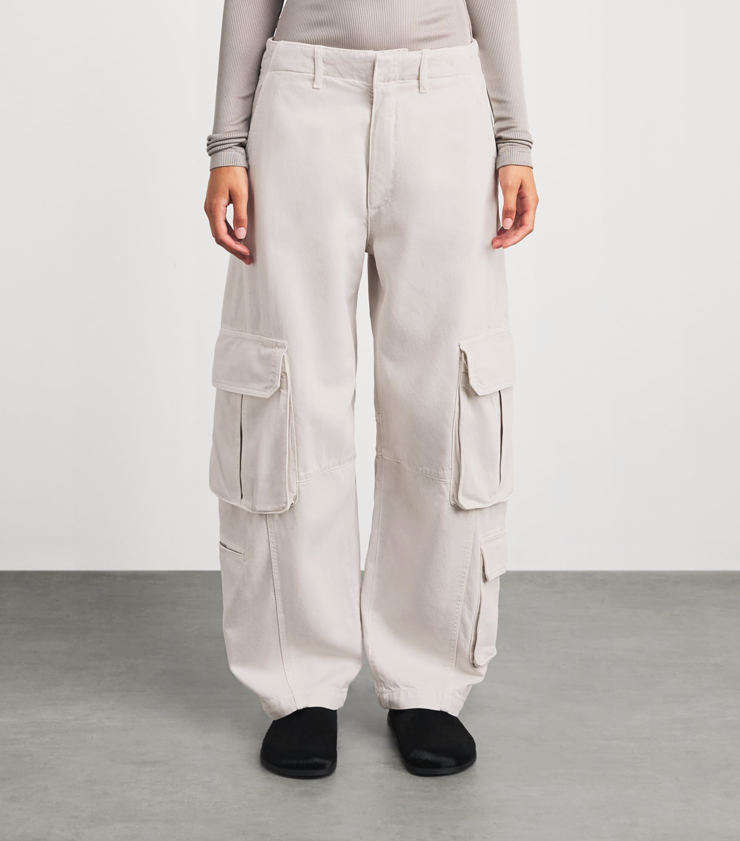AGOLDE Womens Ambika Cargo Trousers Boen Bone Image 4