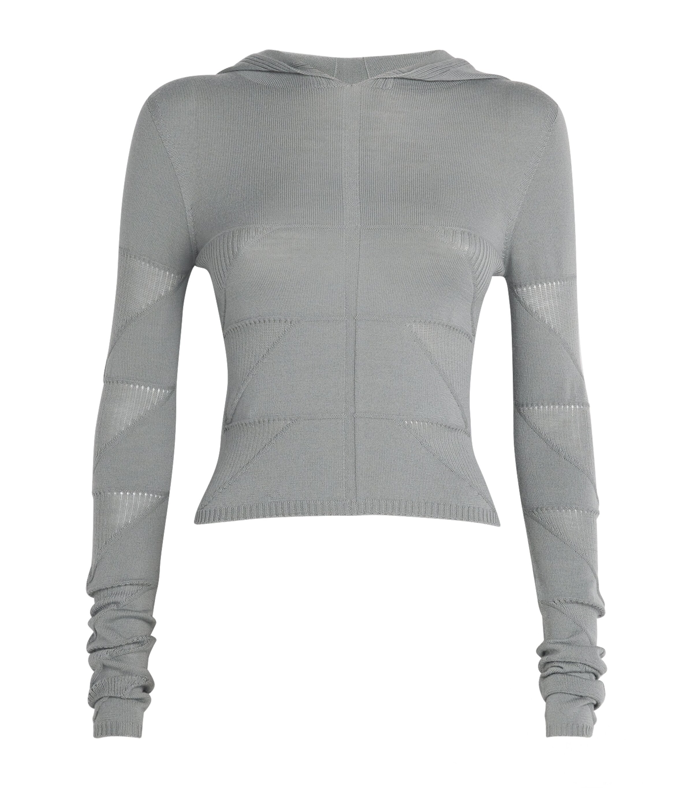 Rick Owens Virgin Wool Knitted Hoodie | Women Clothing | Tops | Sweatshirts & Hoodies | Designers | Rick Owens