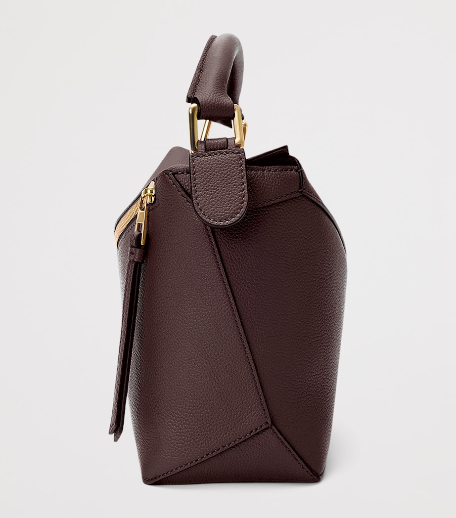 Small Leather Puzzle Edge Top-Handle Bag DARK CHESTNUT Image 4