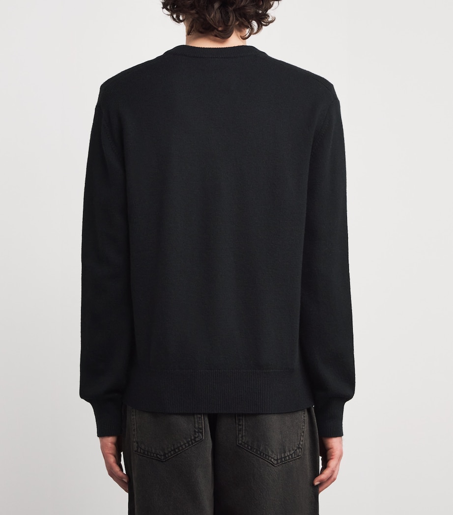 Merino Wool V-Neck Sweater BLACK 999 Image 4