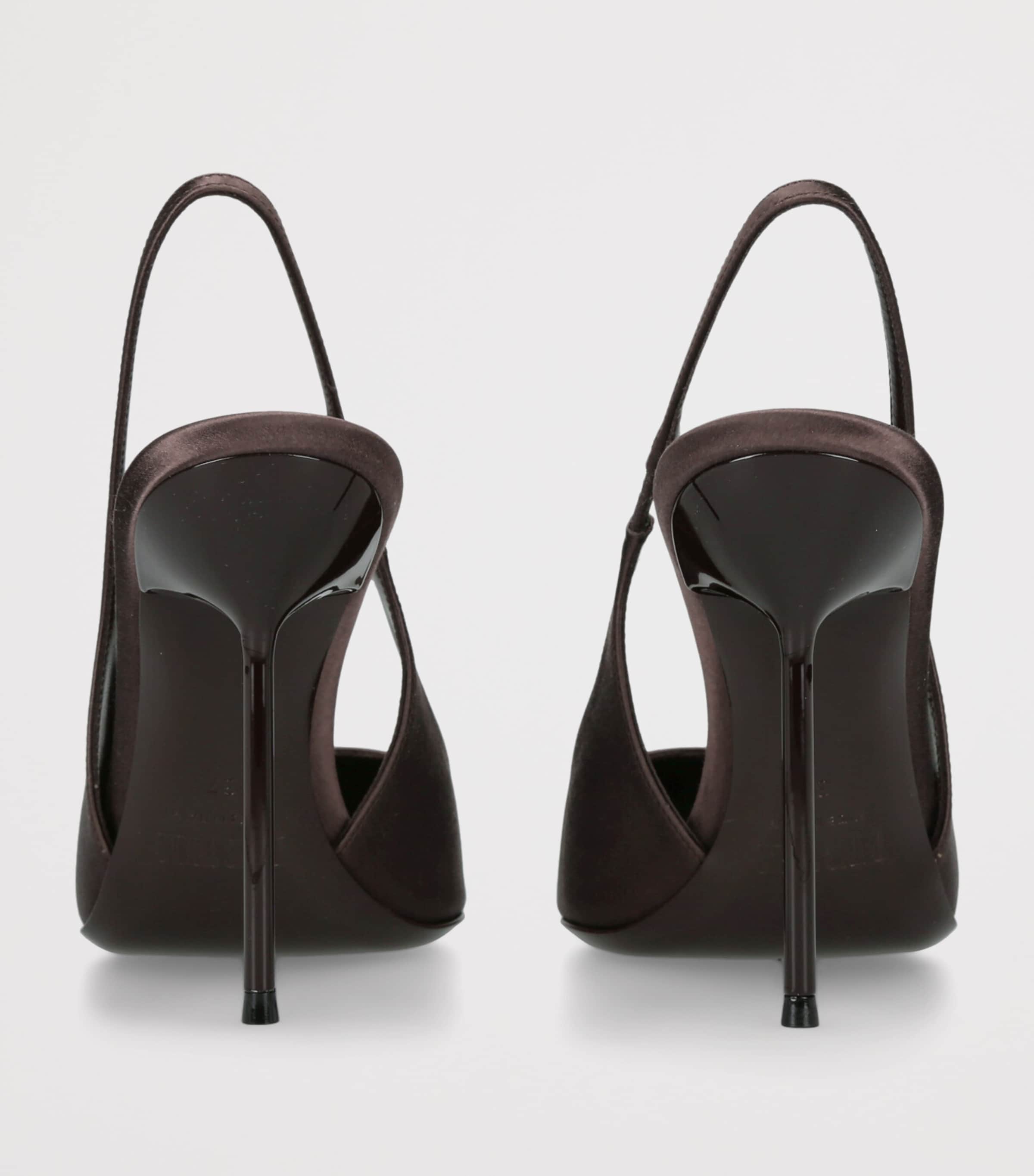 Satin Lidia Slingback Pumps 105 BROWN Image 2