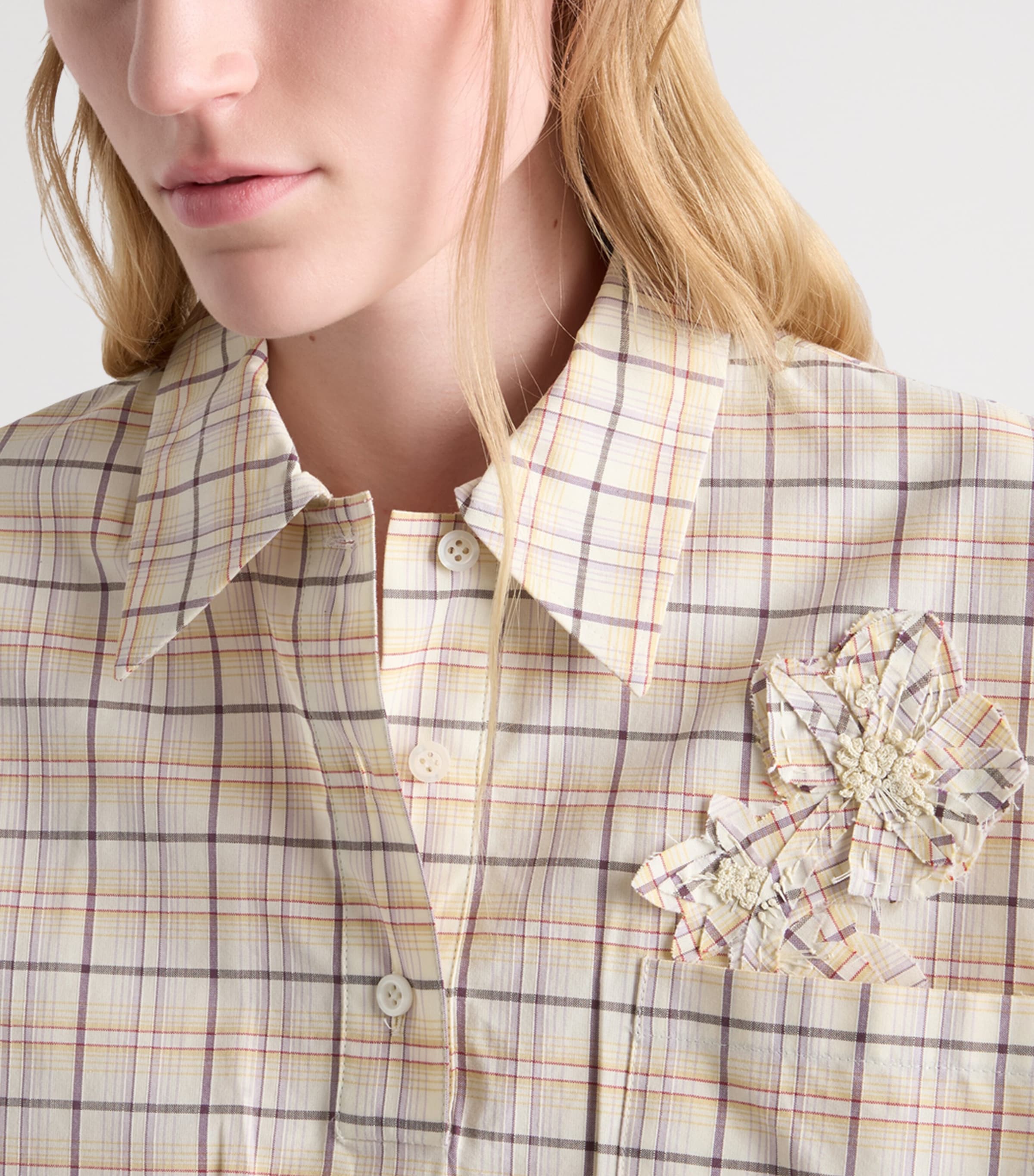 Prada Womens Cotton Embroidered Check Shirt Image 4