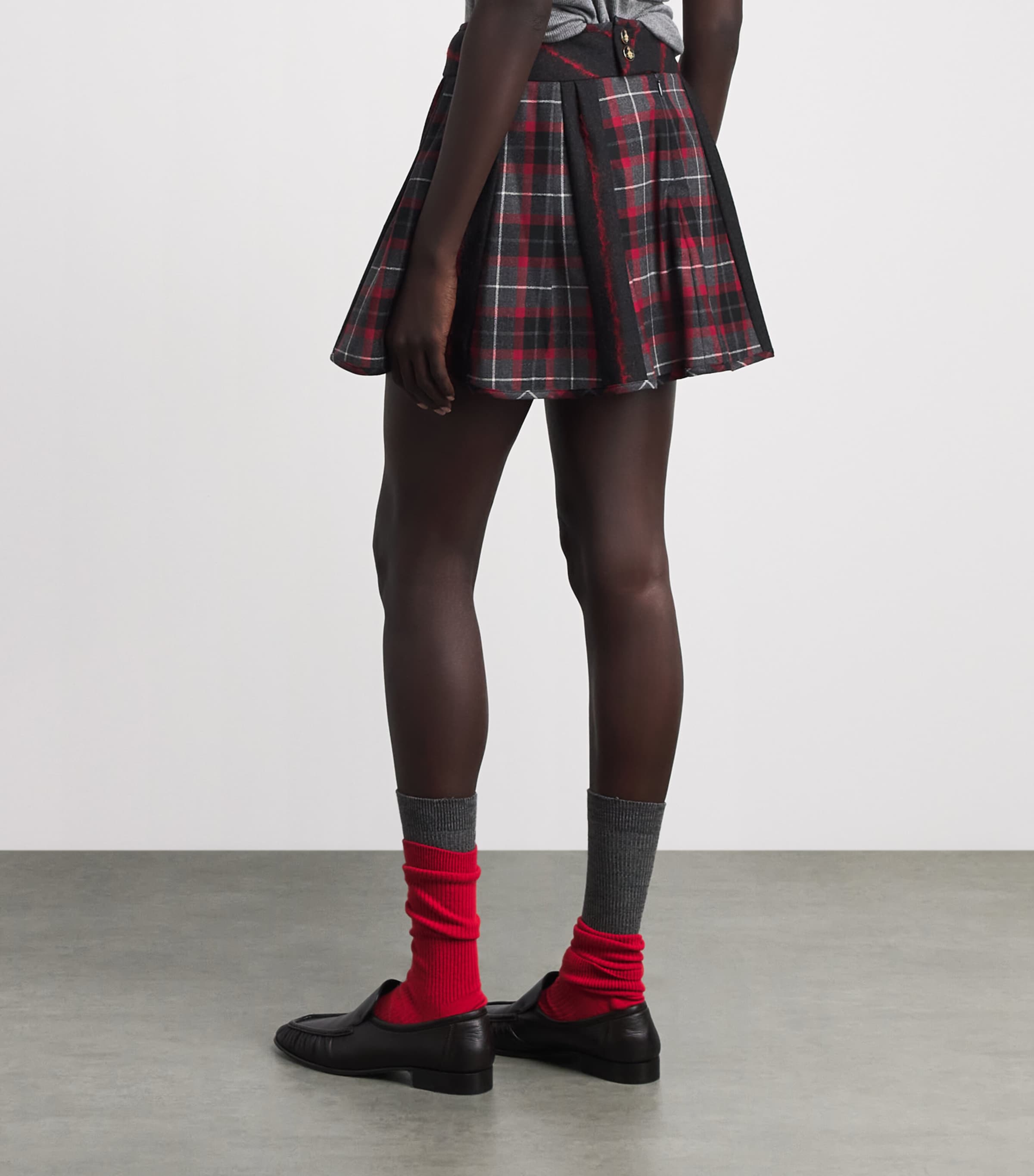 Vivienne Westwood Womens Wool-Blend Bell Mini Skirt Charcoal/red Image 5