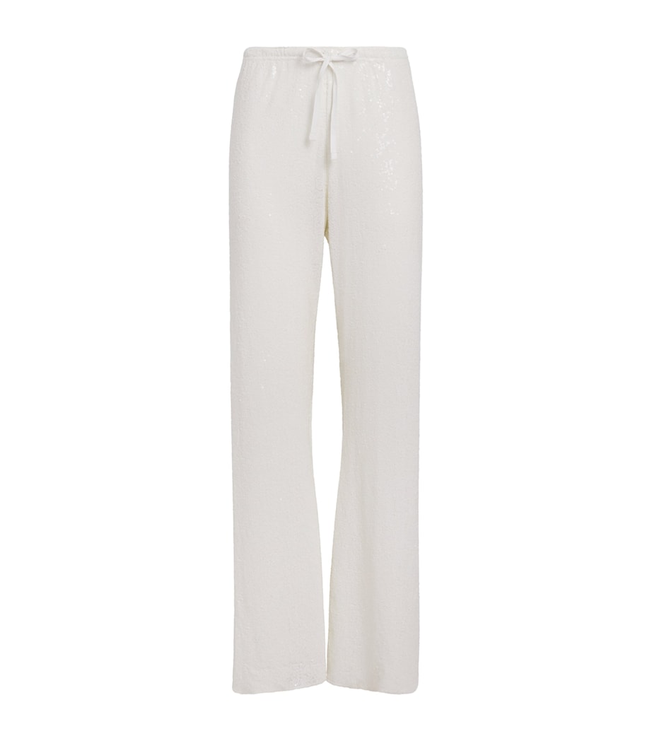 Sequinned Straight Trousers WHITE Image 1