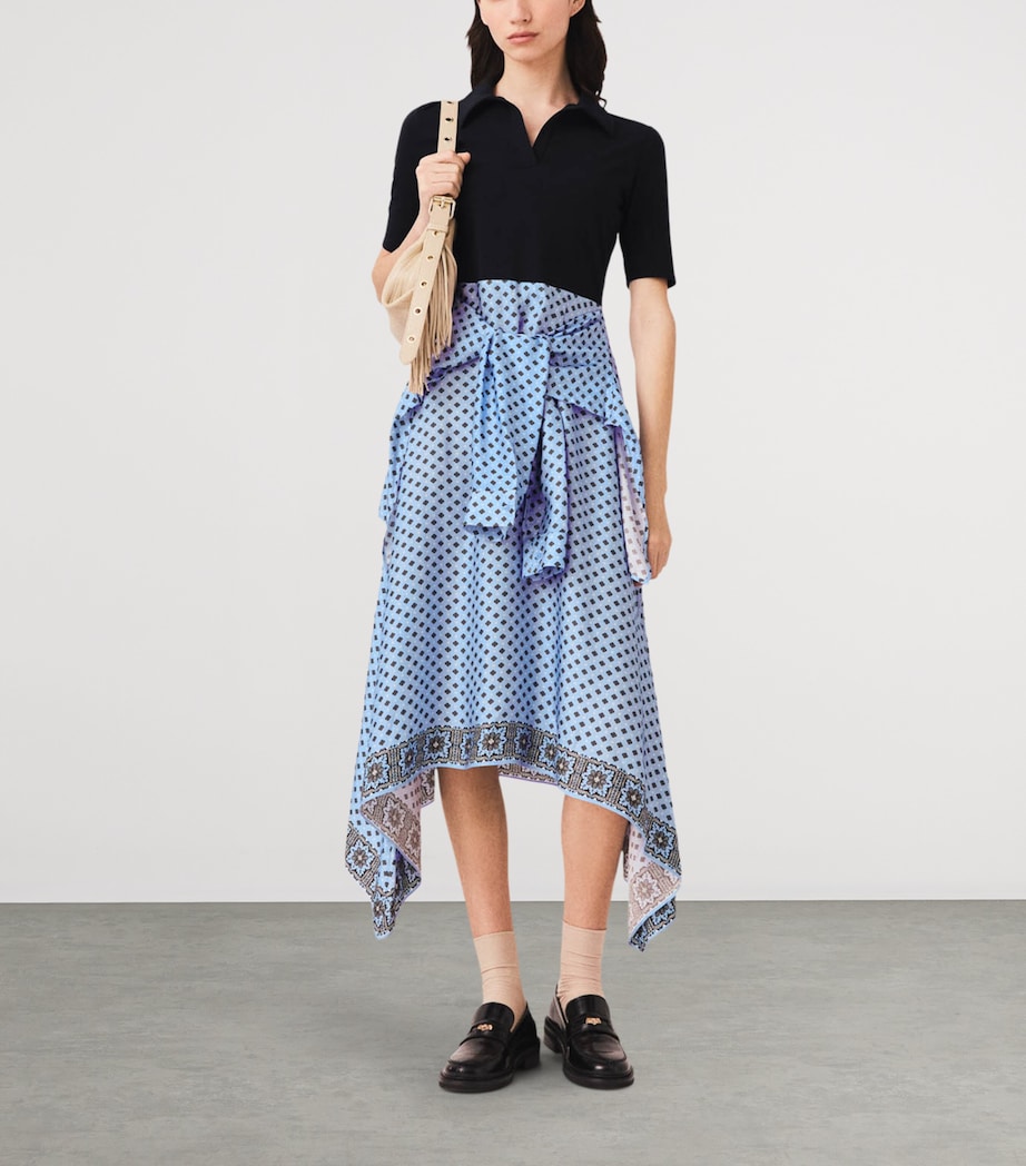 Maje Womens Printed Midi Shirt Dress Light Blue Image 2
