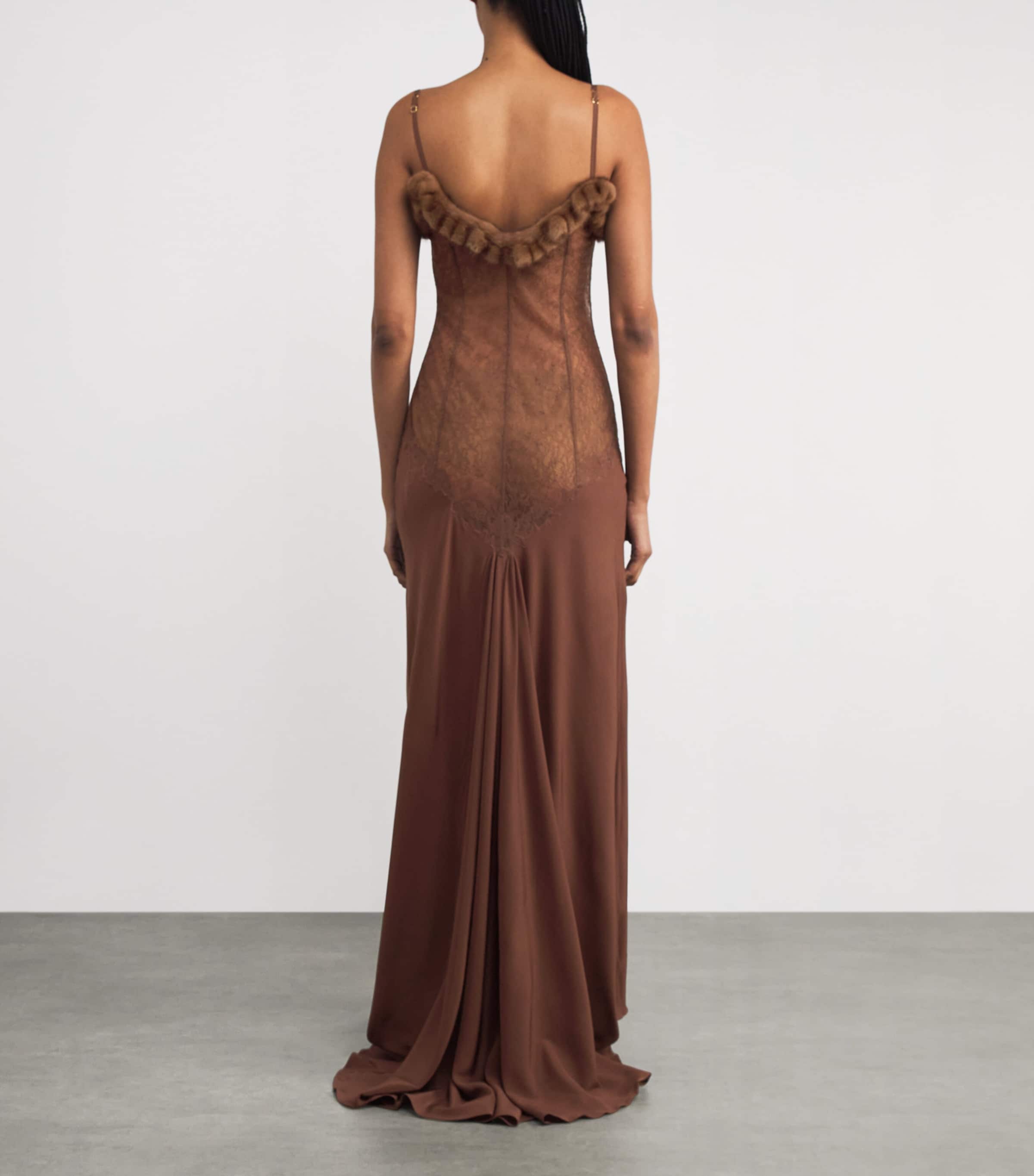 Mink-Silk Lace Slip Maxi Dress MINK BROWN Image 3