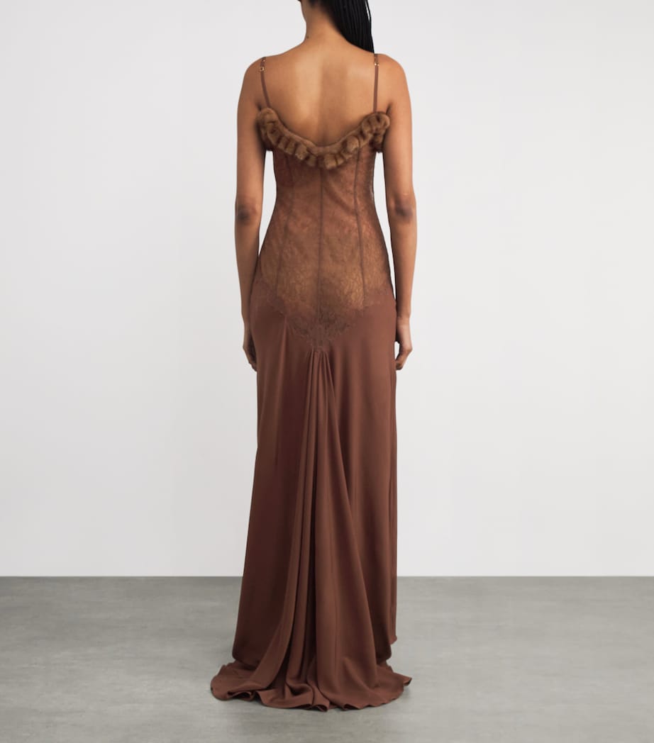 Mink-Silk Lace Slip Maxi Dress MINK BROWN Image 3