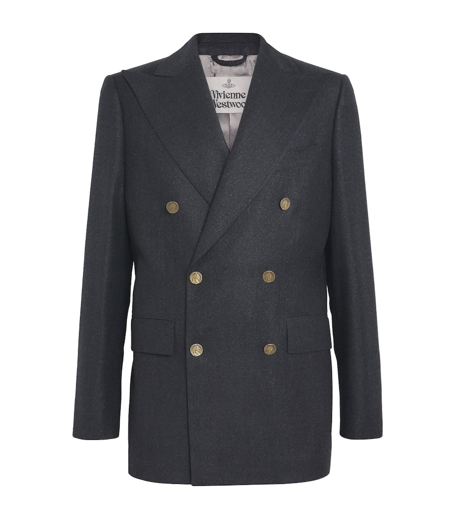 Virgin Wool-Blend Captain Blazer P403 CHARCOAL Image 1