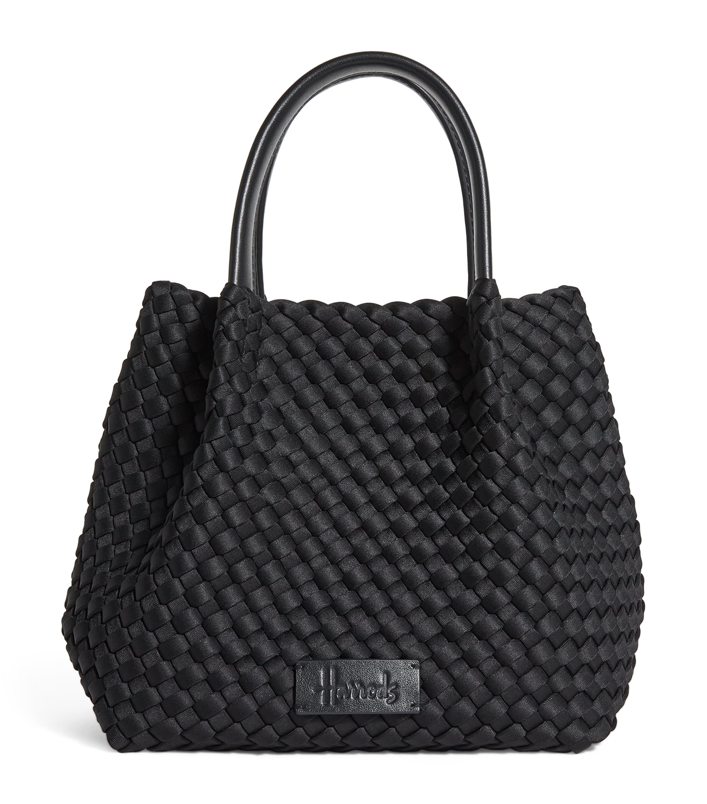Harrods Black Mini Neoprene Woven Tote Bag Harrods UK