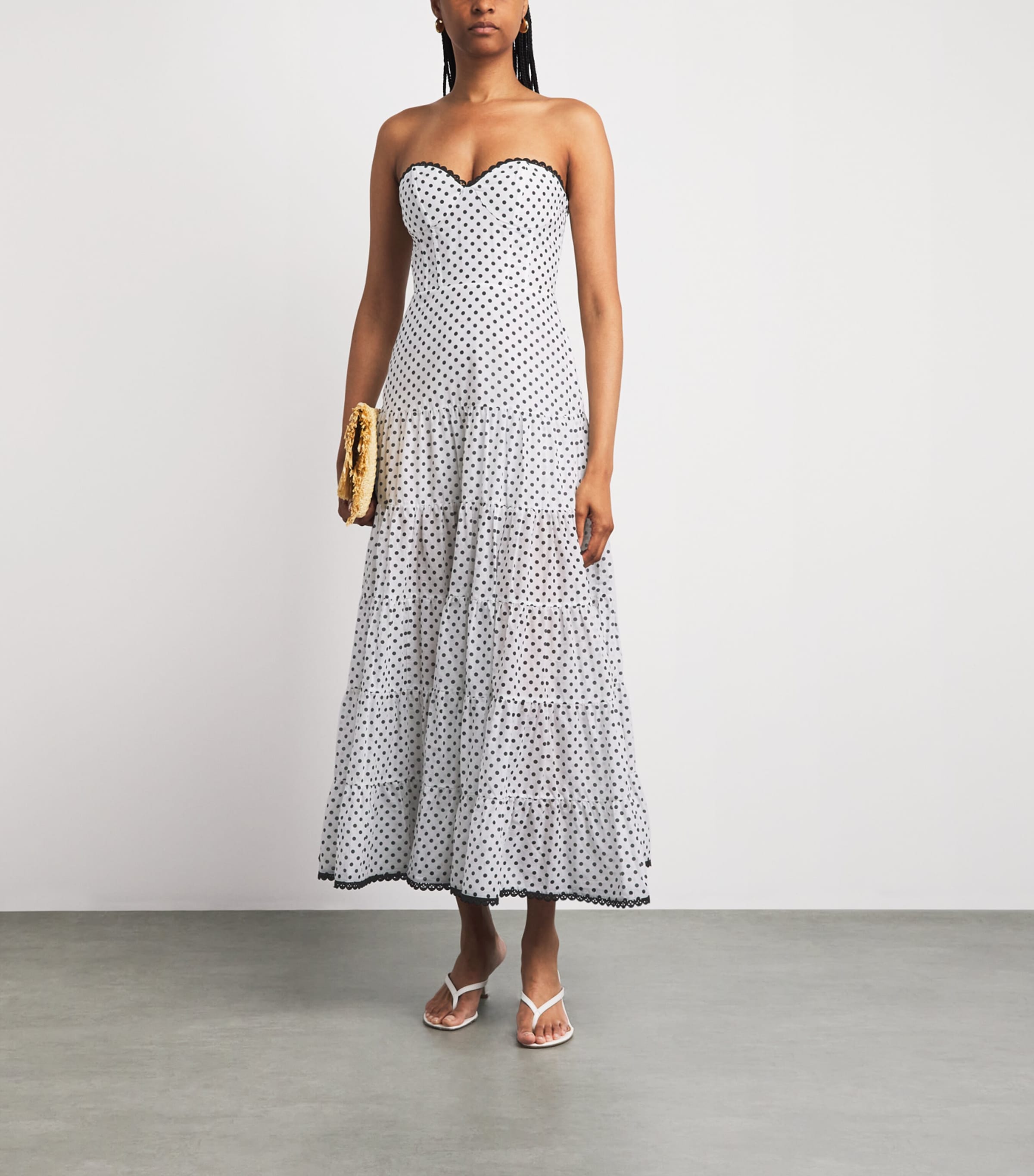 Charo Ruiz Ibiza Womens Polka Dot Jimena Midi Dress White Dots Image 2