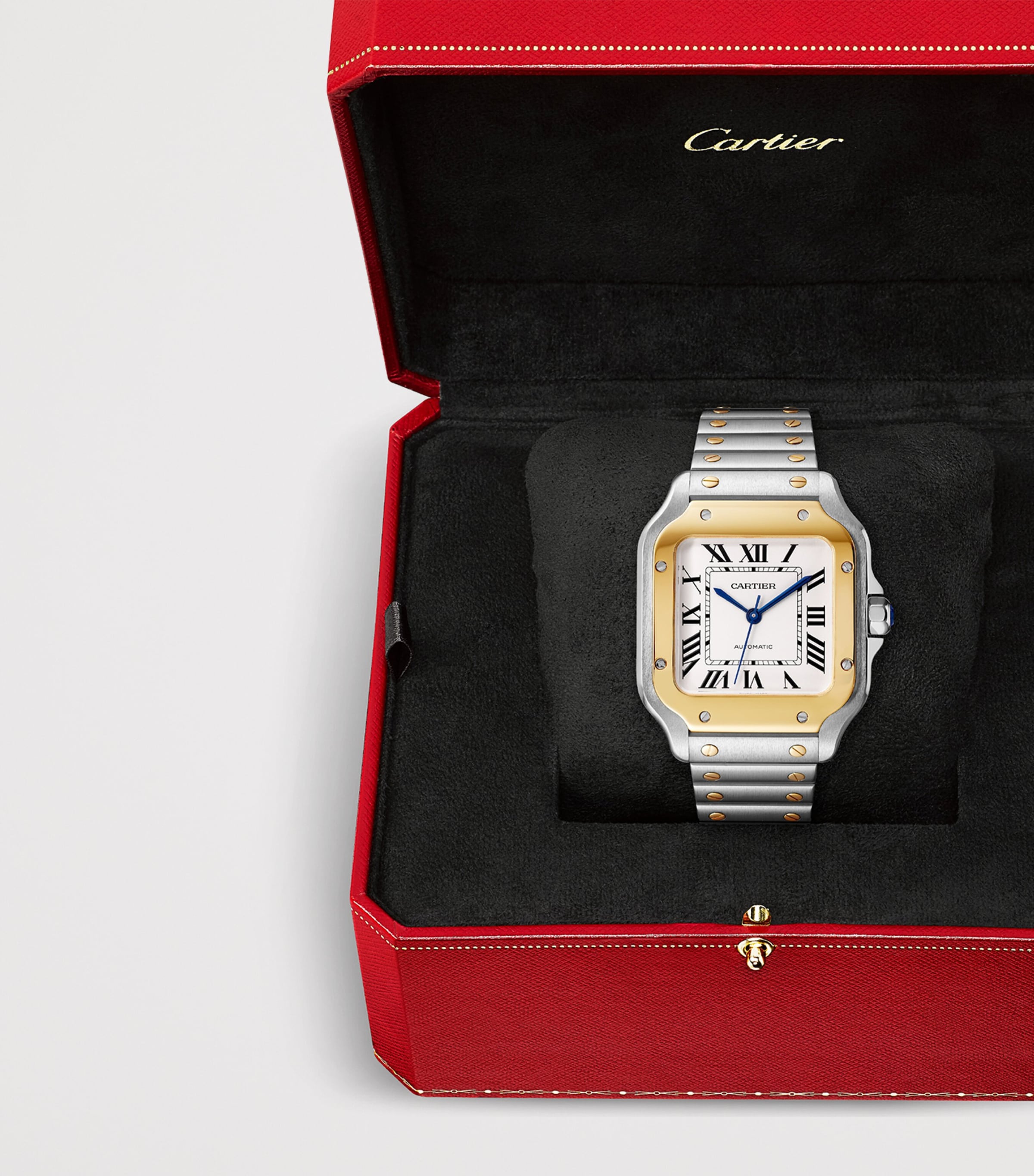 Cartier Yellow Gold and Stainless Steel Santos de Cartier Watch 42mm Grey Image 8
