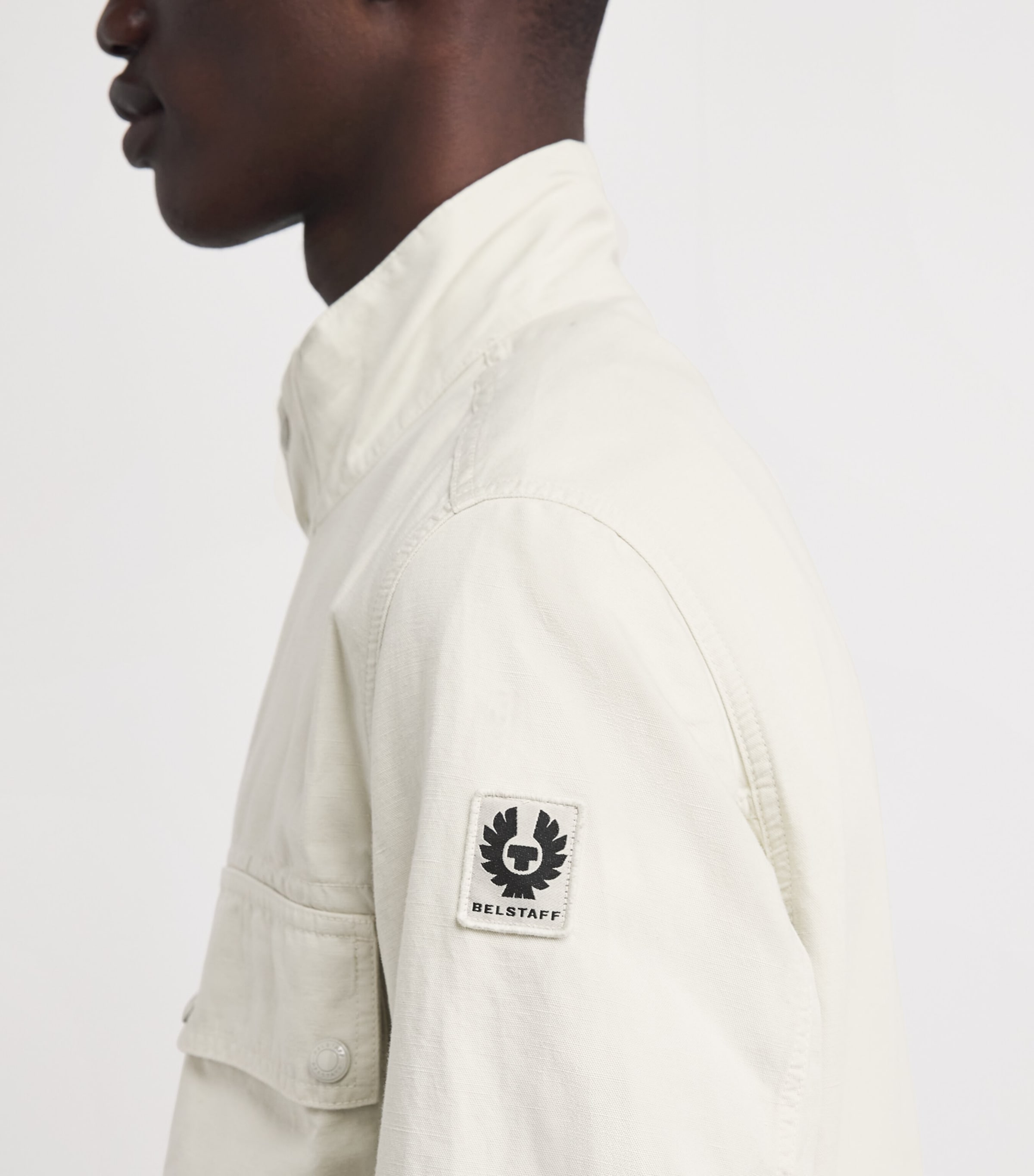 Belstaff Mens Cotton-Linen Hayfield Field Jacket Silver Birchsvrbc Image 3