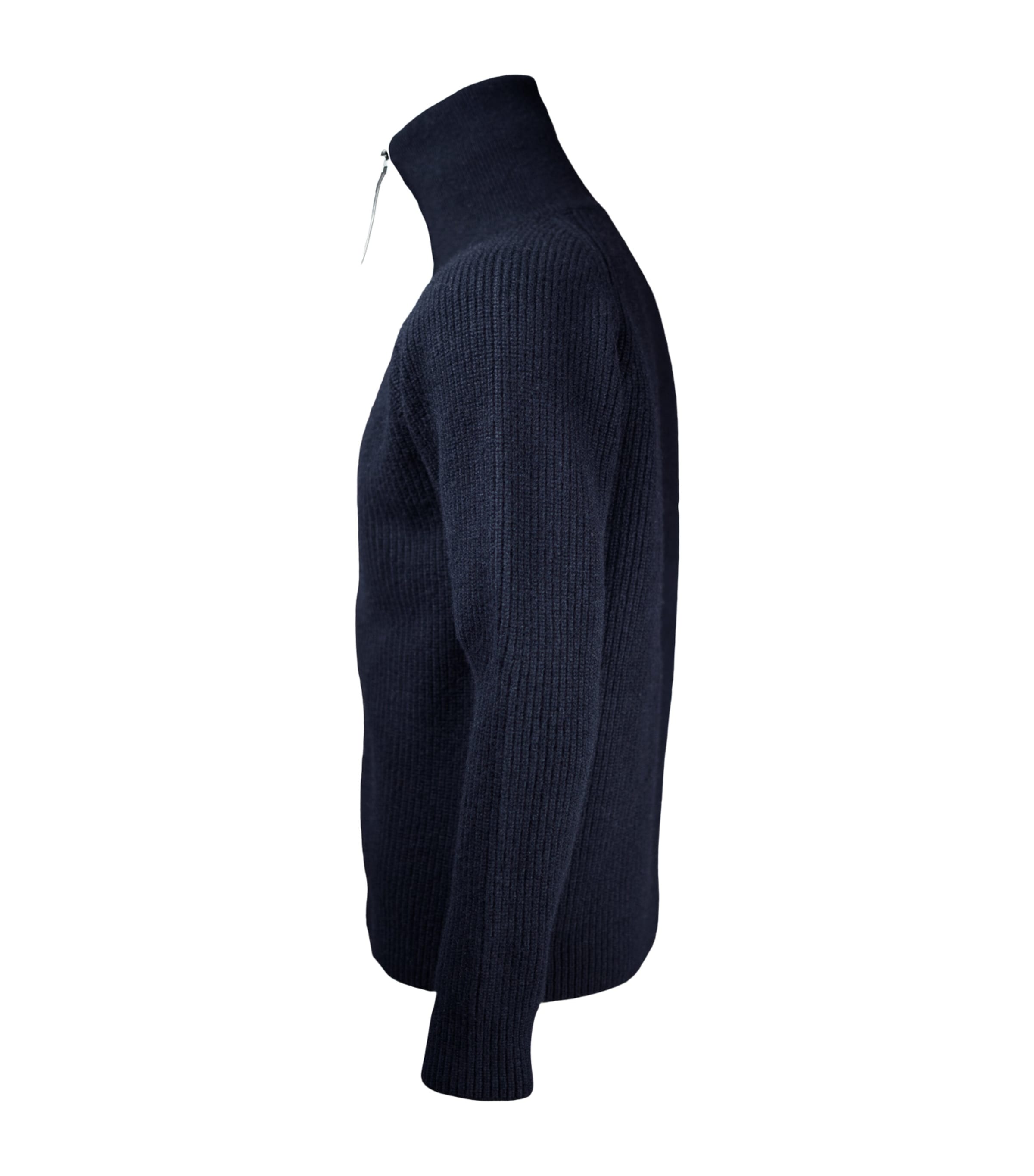 Alan Scott Mens Cashmere Rib-Knit Cardigan Midnight Image 2