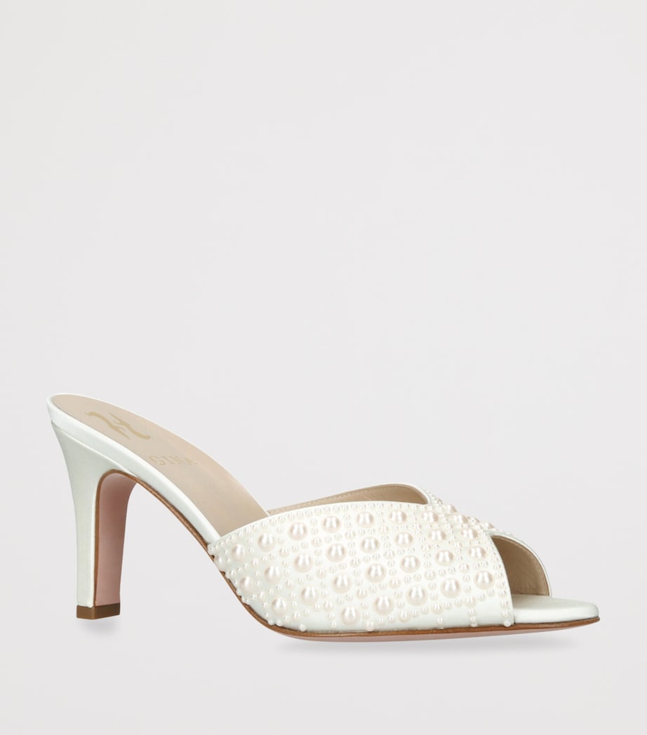 Gina Satin Embellished Alyssa Heeled Mules 85 Cream Comb Image 3