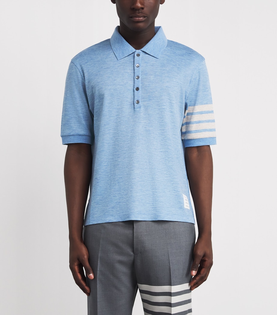 Wool 4-Bar Polo Shirt LIGHT BLUE Image 3