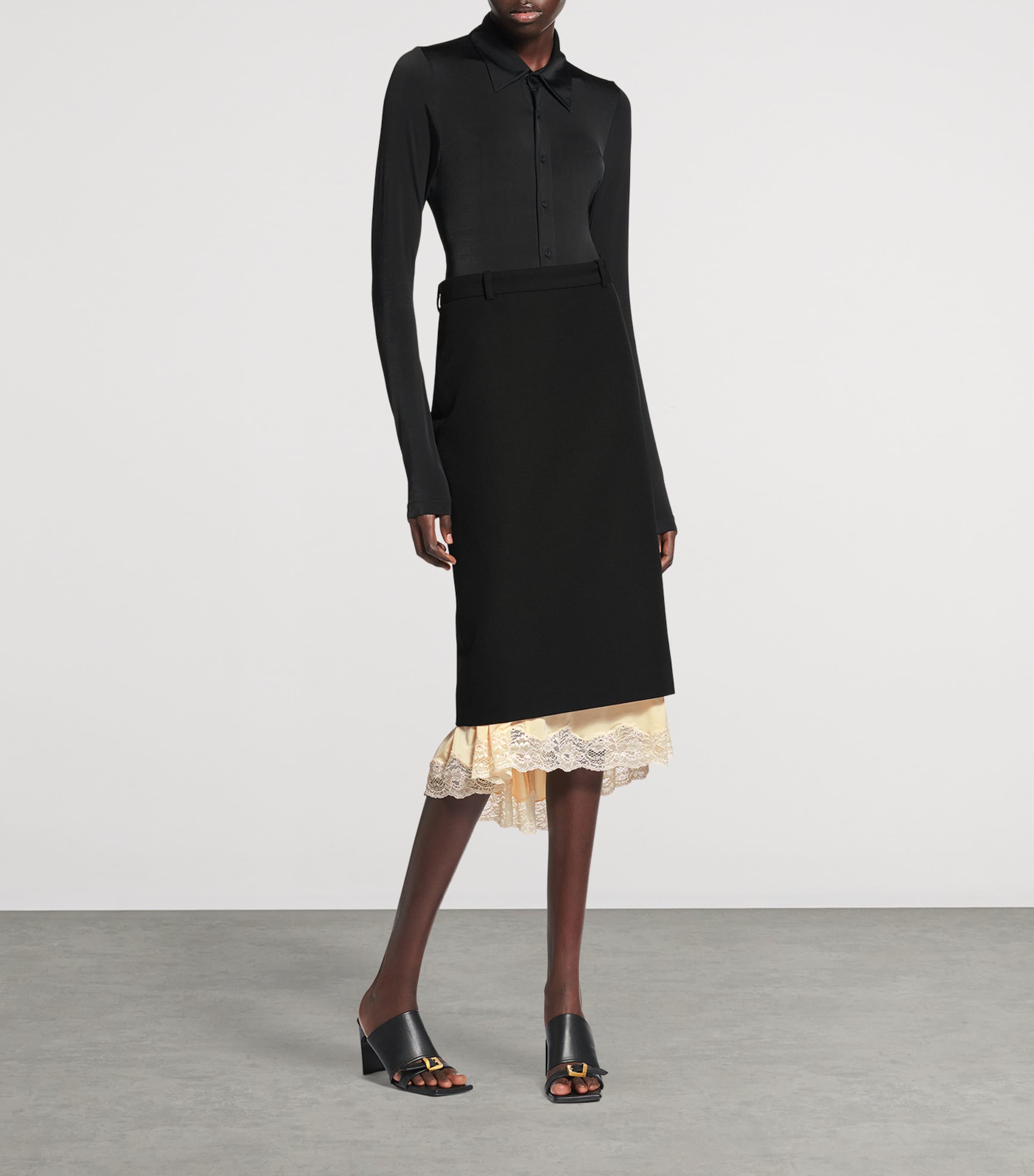 Balenciaga Womens Barathea Wool Pencil Skirt Image 4