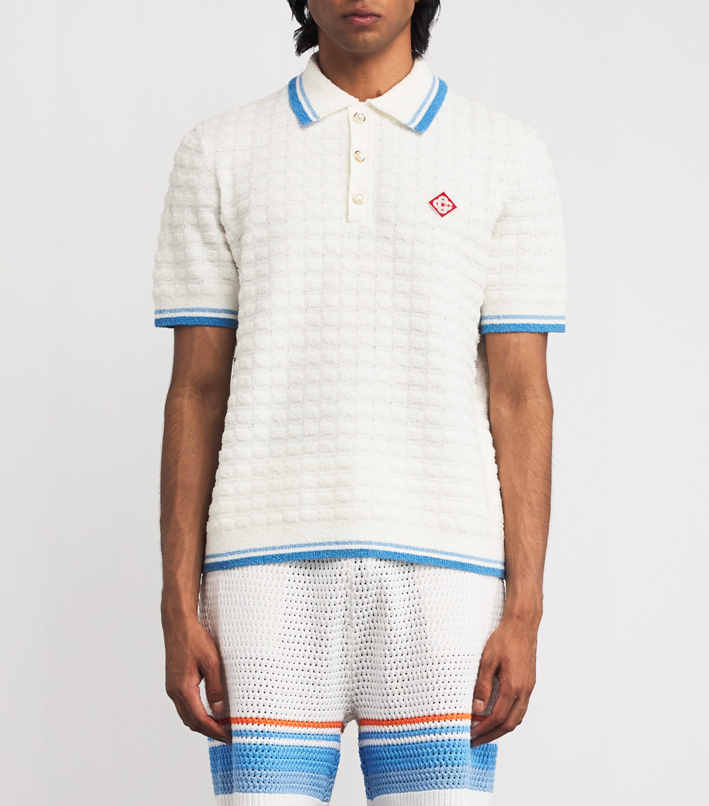 Cotton-Blend Bouclé Polo Shirt WHITE Image 3