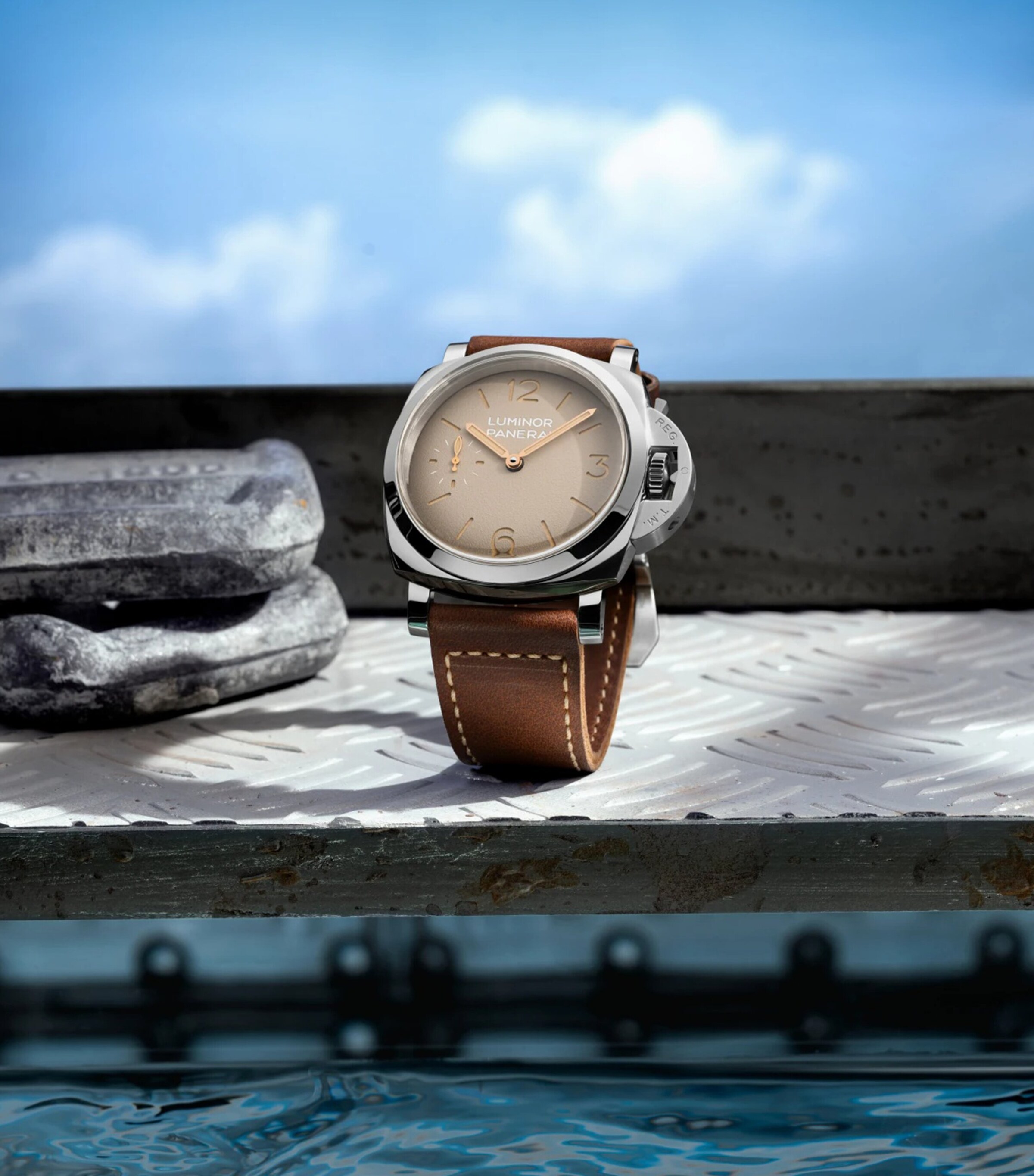 Panerai Stainless Steel Luminor Watch 47mm Beige Image 7